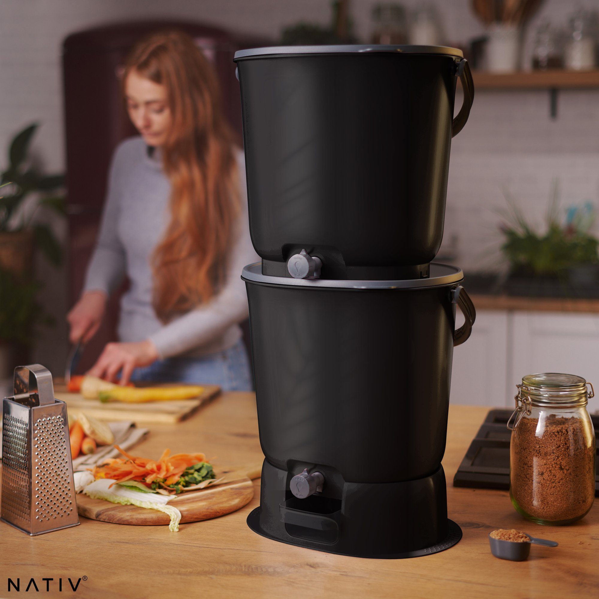 skaza Exceeding Expectations Komposter Bokashi Starter Set mit 2 Eimern und Ferment, 15,3 l