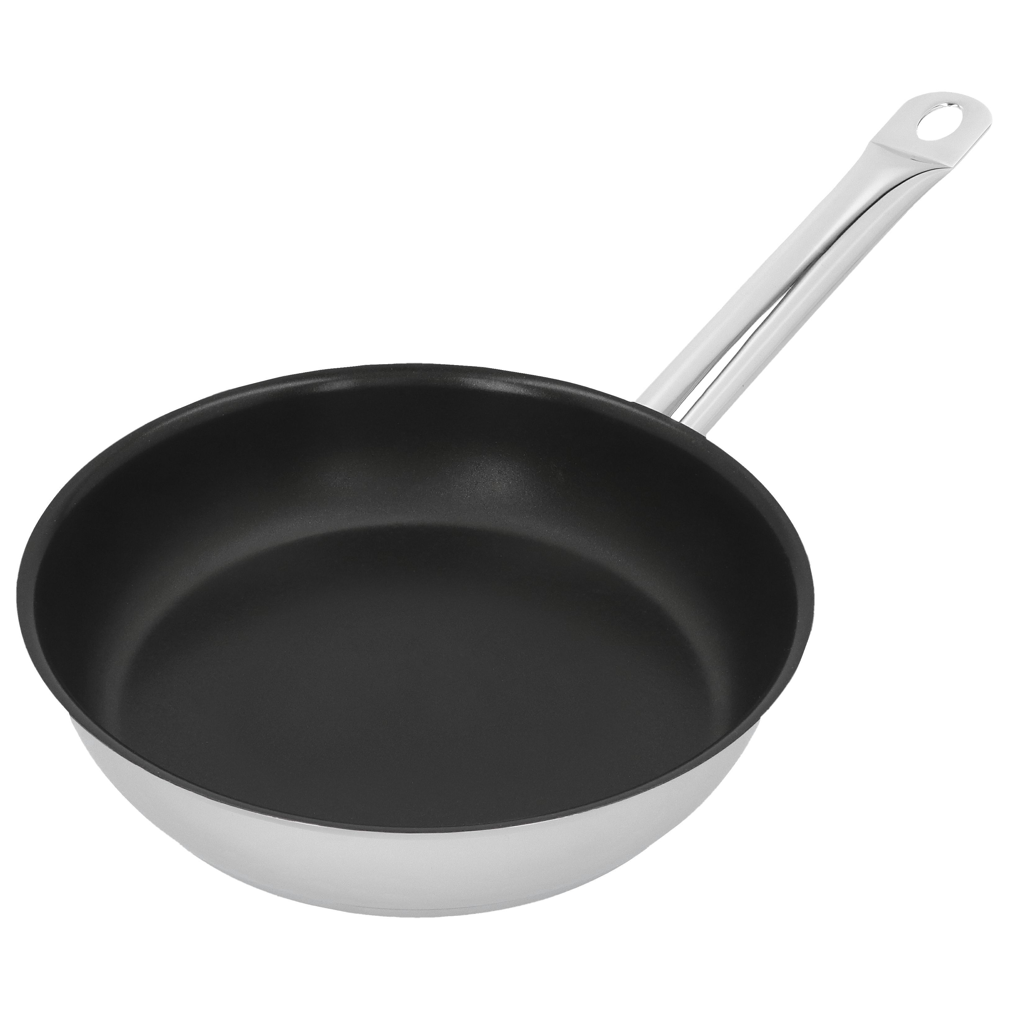 Bratpfanne 24 cm, 18/10 Edelstahl, Silber-Schwarz