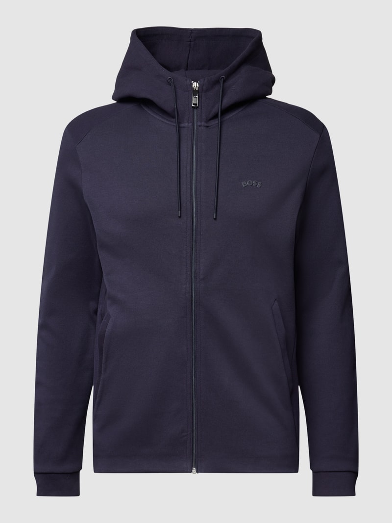 Sweatjacke mit Kapuze mit Tunnelzug in marineblau