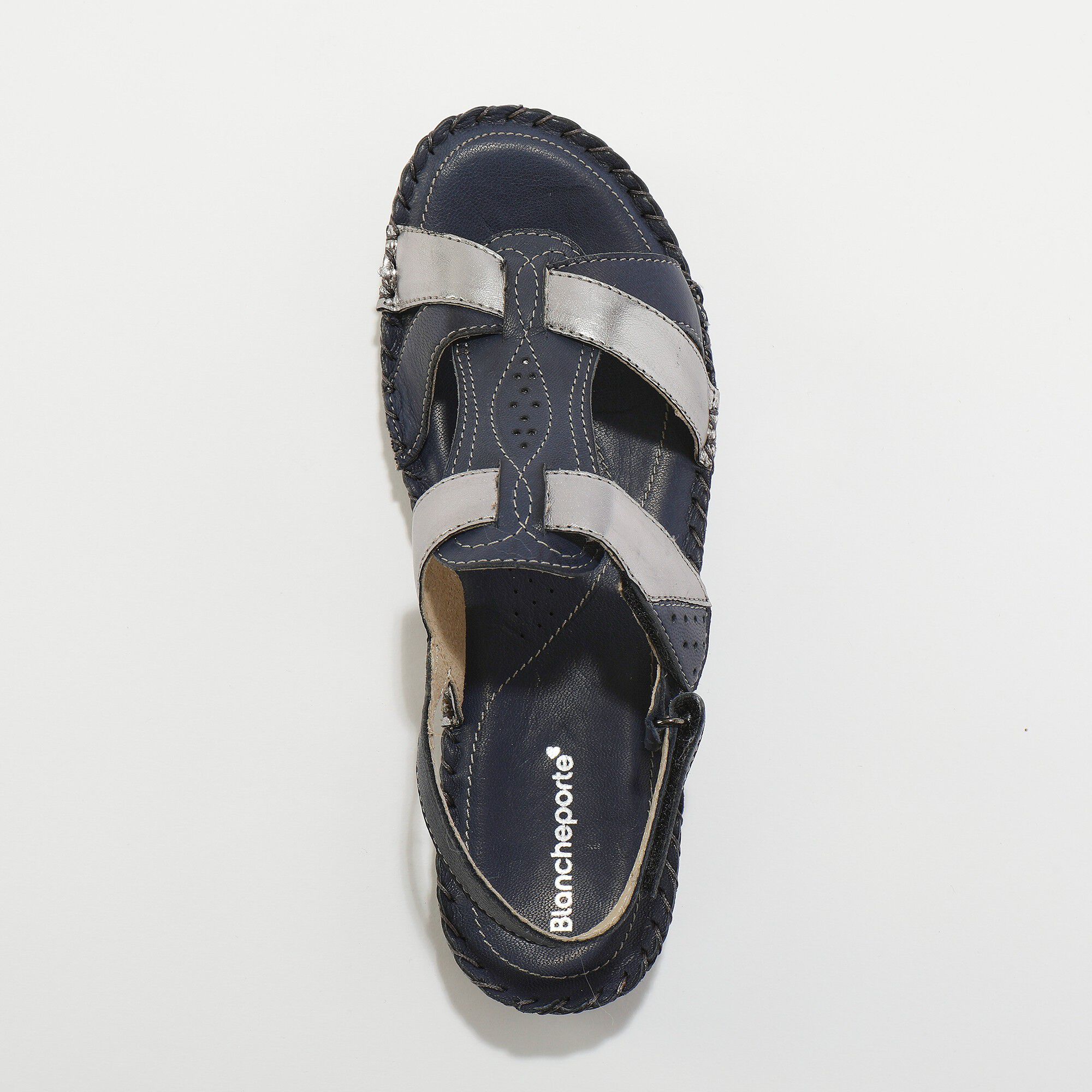 Sandales bicolores en cuir extra souple