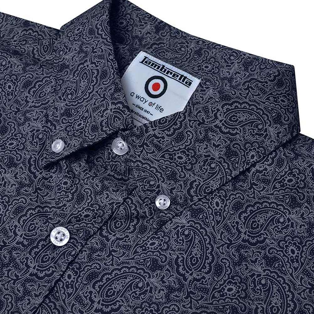 Lambretta Tonal Paisley Herren Langarm Hemd RWIS1383