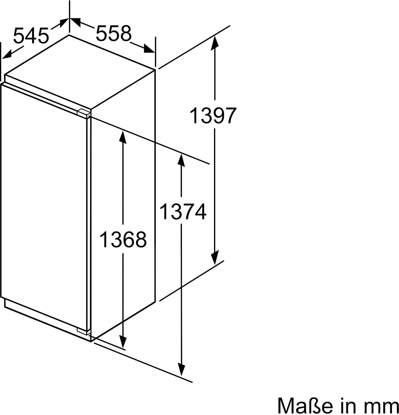 BOSCH Einbaukühlschrank 6 KIL52AFE0, 139,7 cm hoch, 55,8 cm breit