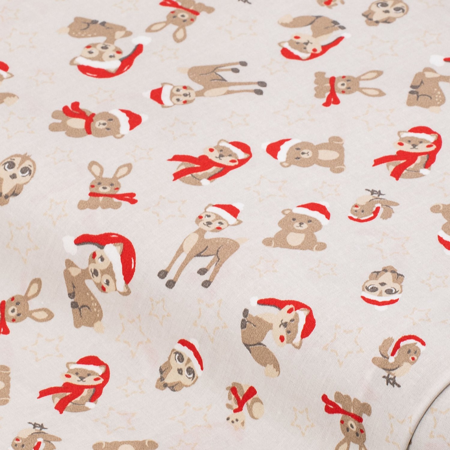 Baumwollstoff Weihnachtliche Tiere 