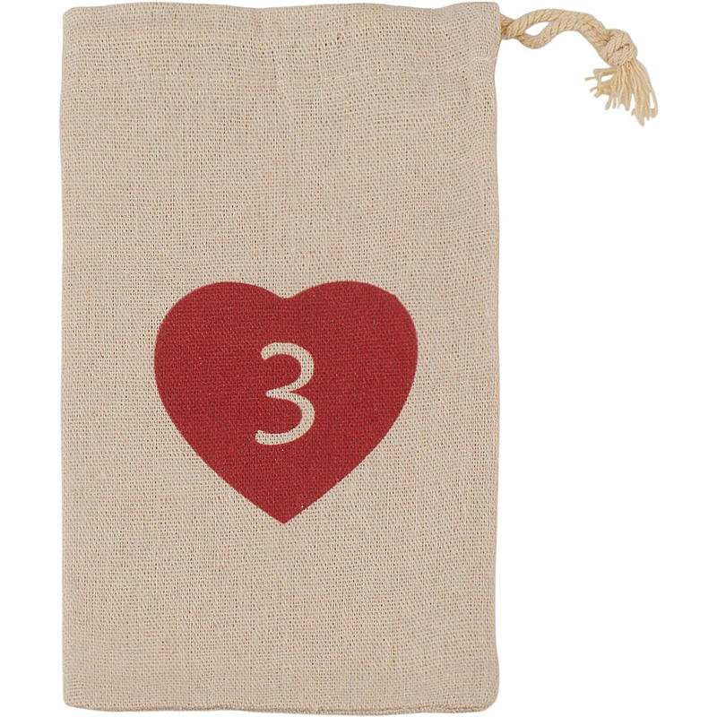 Home Kalenderposer 12x20 cm 1-24 stoff m/hjerte
