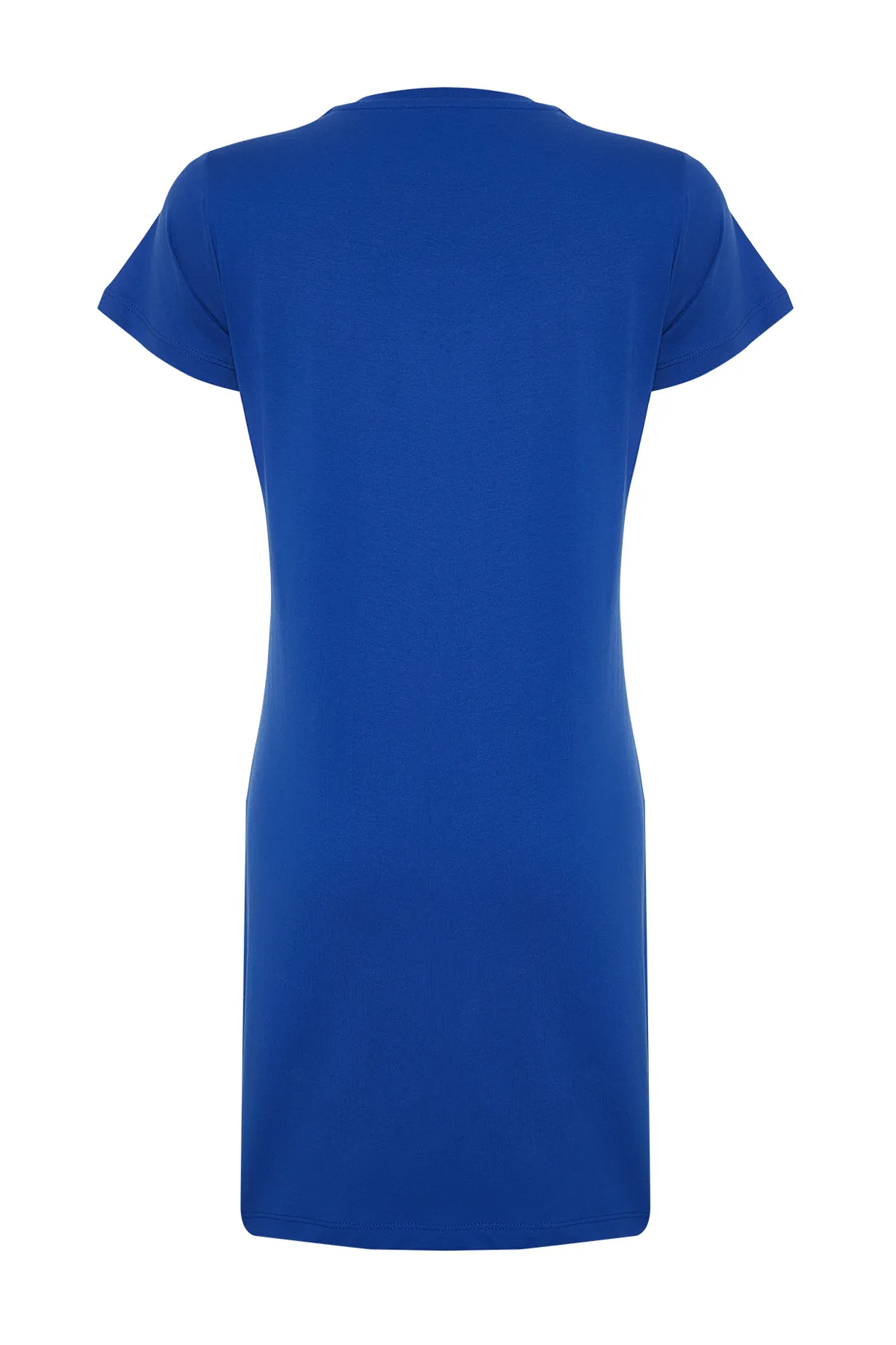 Trendyol Collection  Saks T-Shirt-Kleid aus 100 % Baumwolle mit Taschen, Rundhalsausschnitt und kurzen Ärmeln, gestrickt, TWOSS24EL00120