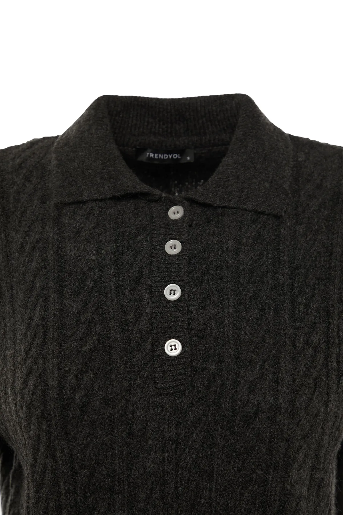 Trendyol Collection  Anthrazitfarbener, weicher, strukturierter Strickpullover mit weiter Passform TWOAW21KZ2635
