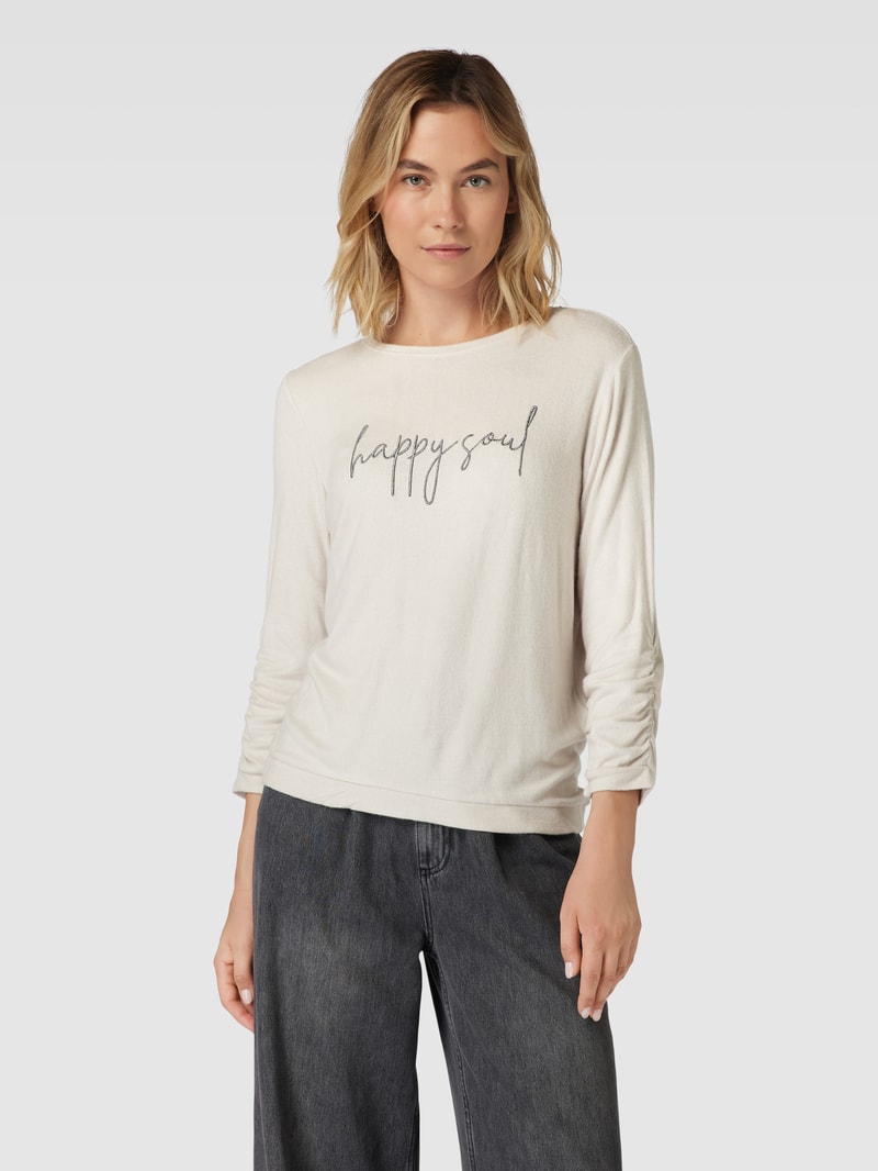 Longsleeve aus Viskose-Mix mit 3/4-Arm in hellgrau meliert