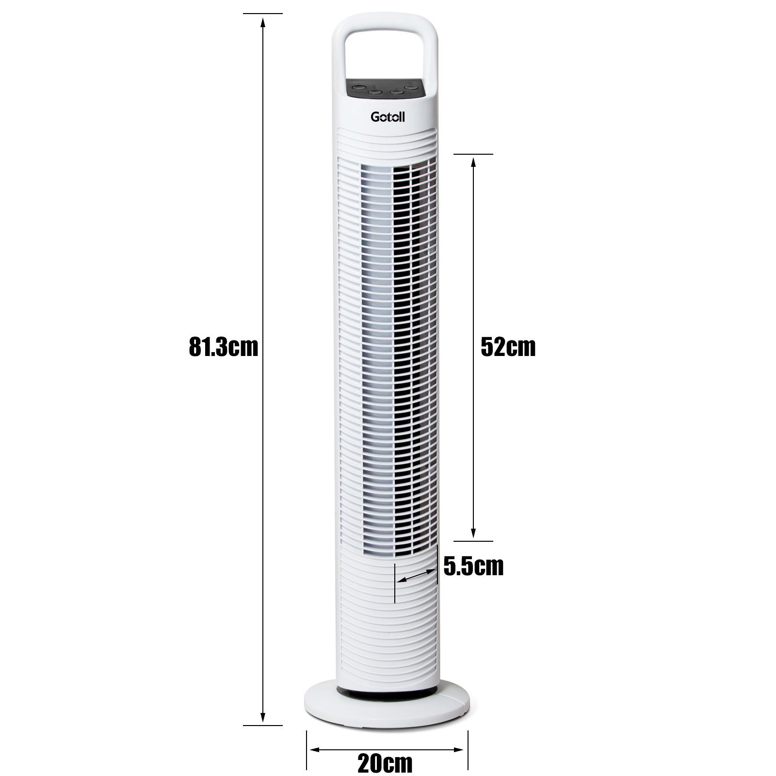 Gotoll Turmventilator GL302R, 81.3cm Säulenventilator mit Fernbedienung 70° Towerventilator Leise