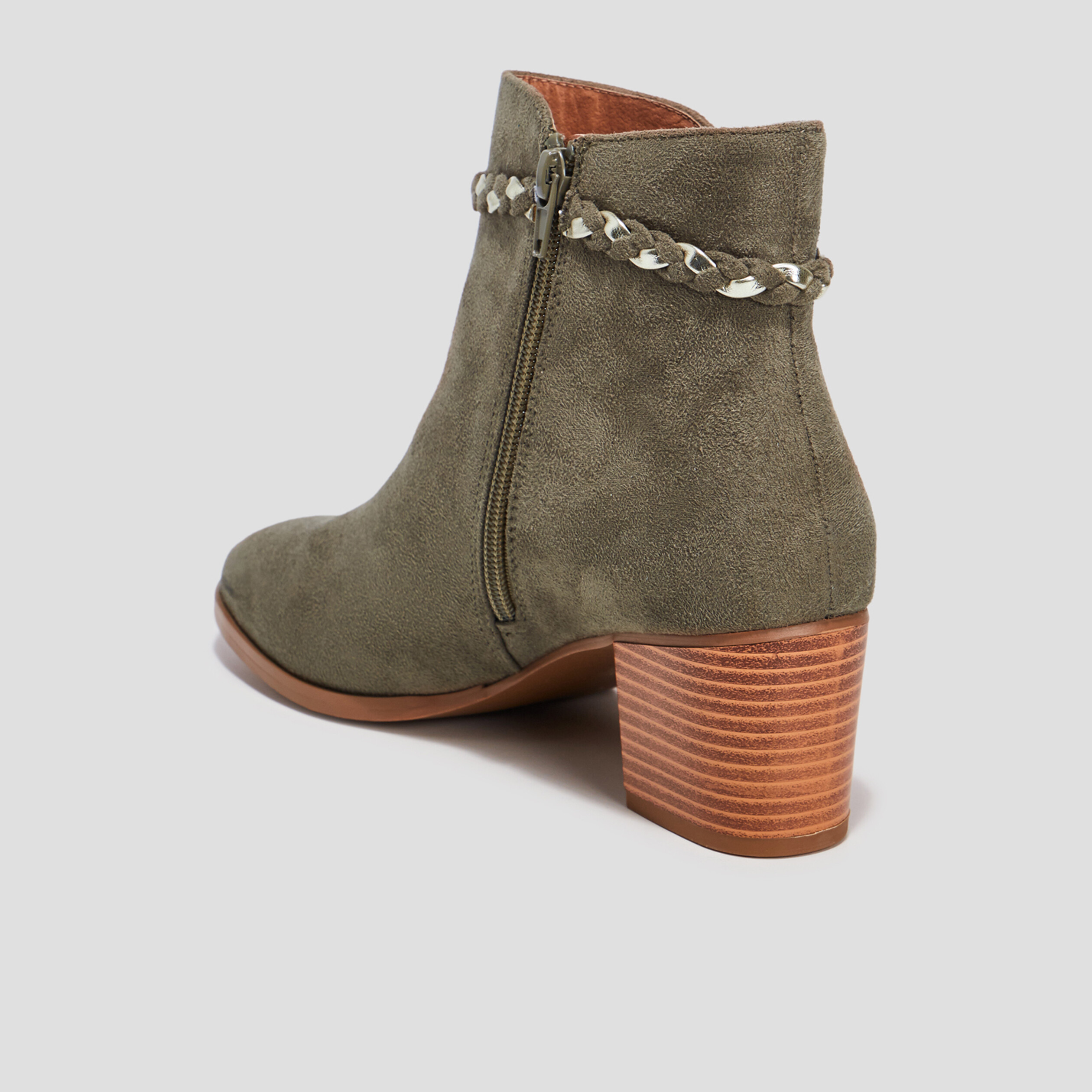 Bottines à détails tressés vert kaki femme | La Halle