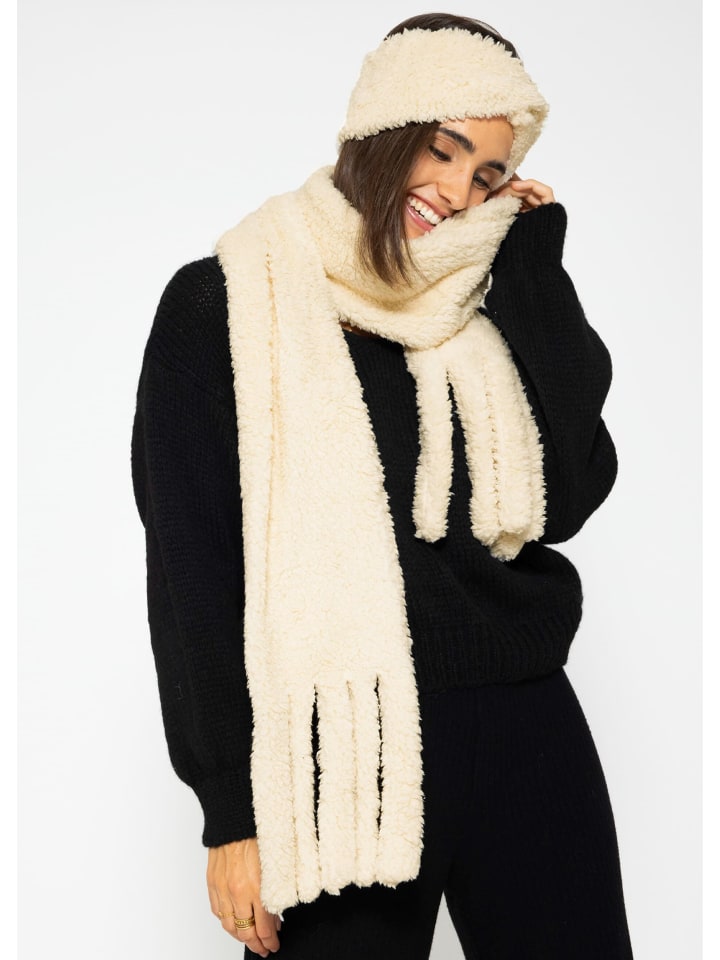 SASSYCLASSY Flauschiger Teddy Schal in Weiß günstig kaufen onesize