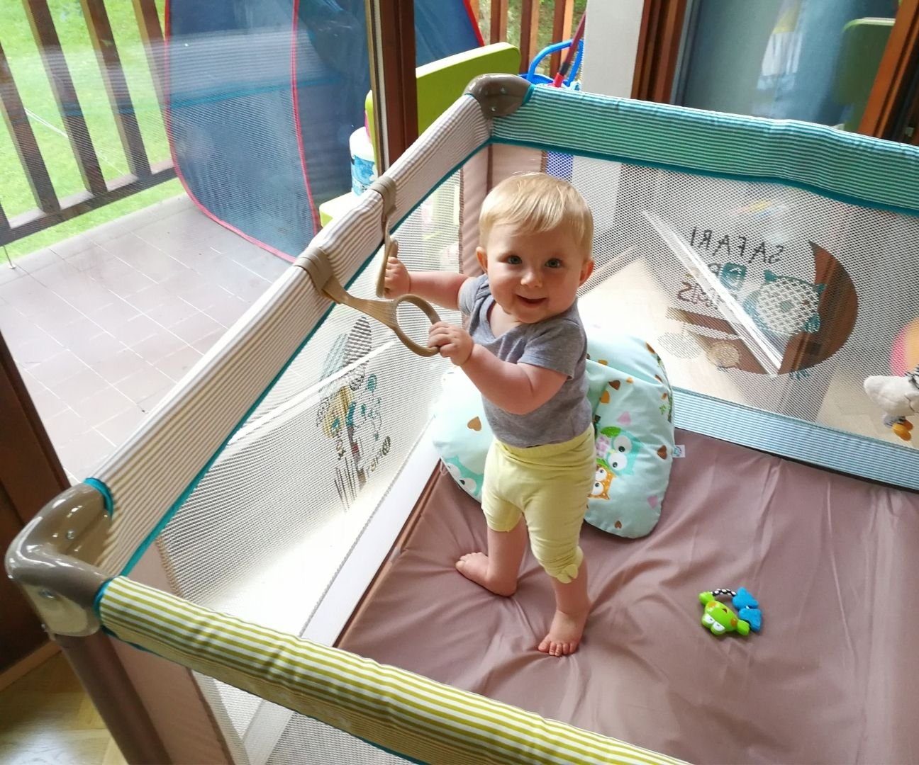 LeNoSa Laufstall Bär Mint & Pink • Laufgitter klappbar Milly Mally Reisebett