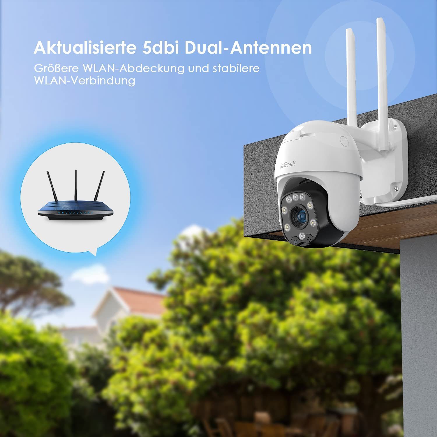 ieGeek 1080P kamera Aussen IP Kamera Camera WLAN Überwachungskamera Überwachungskamera (Außenbereich, Aussen, Dome IP Kamera Outdoor Automatische Verfolgung CCTV Überwachungskamera, Farbiger Nachsicht Bewegungserkennung Sprach Gegensprechanlage, Sire