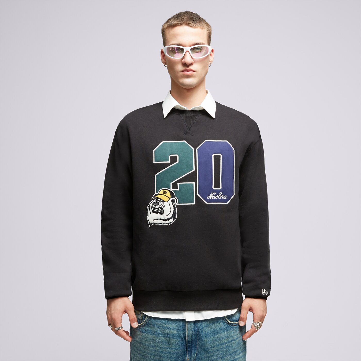 NEW ERA SWEATSHIRT NE CREW NECK NONE Schwarz