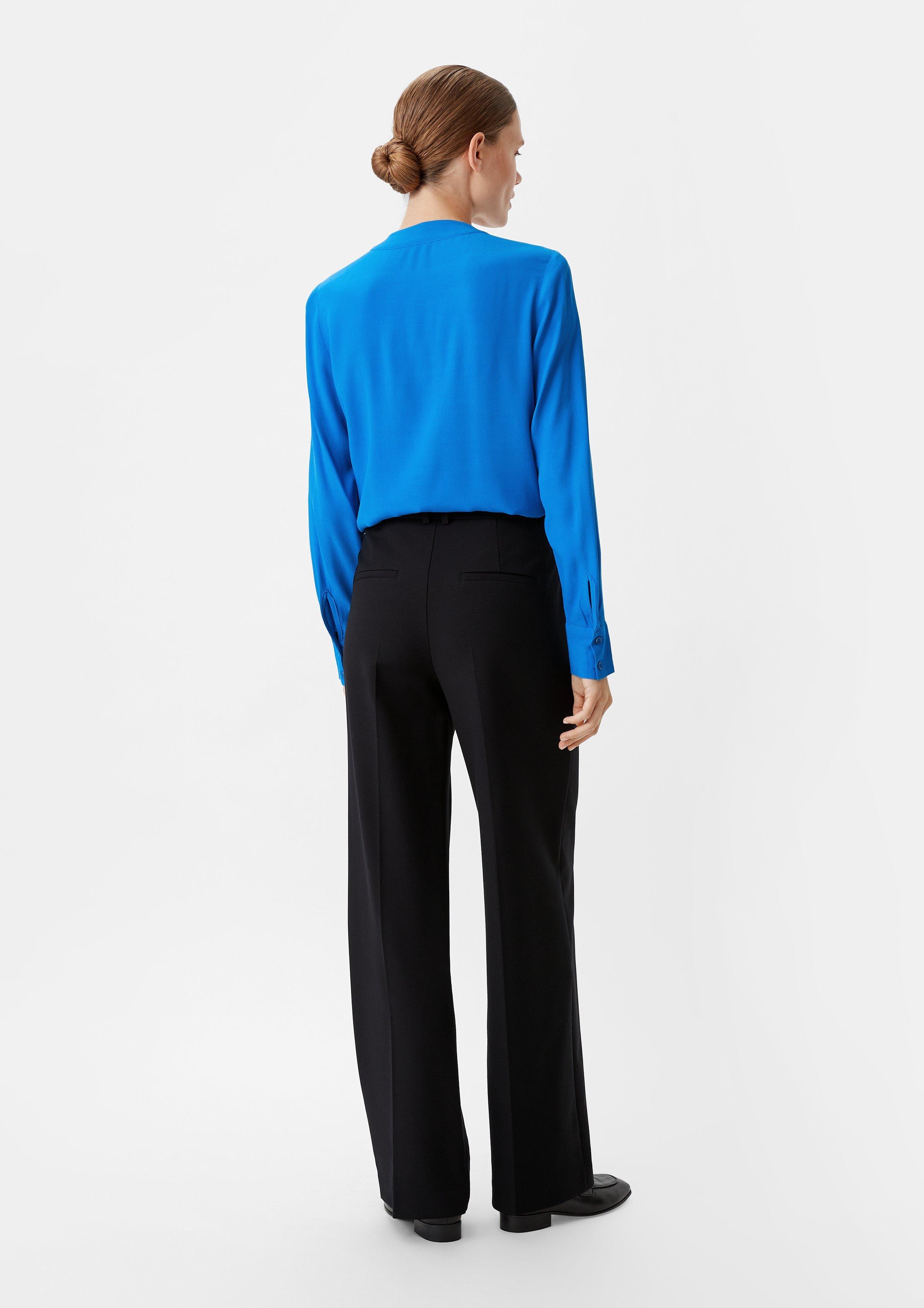 Crêpe-Bluse mit Plisseefalte - royalblau