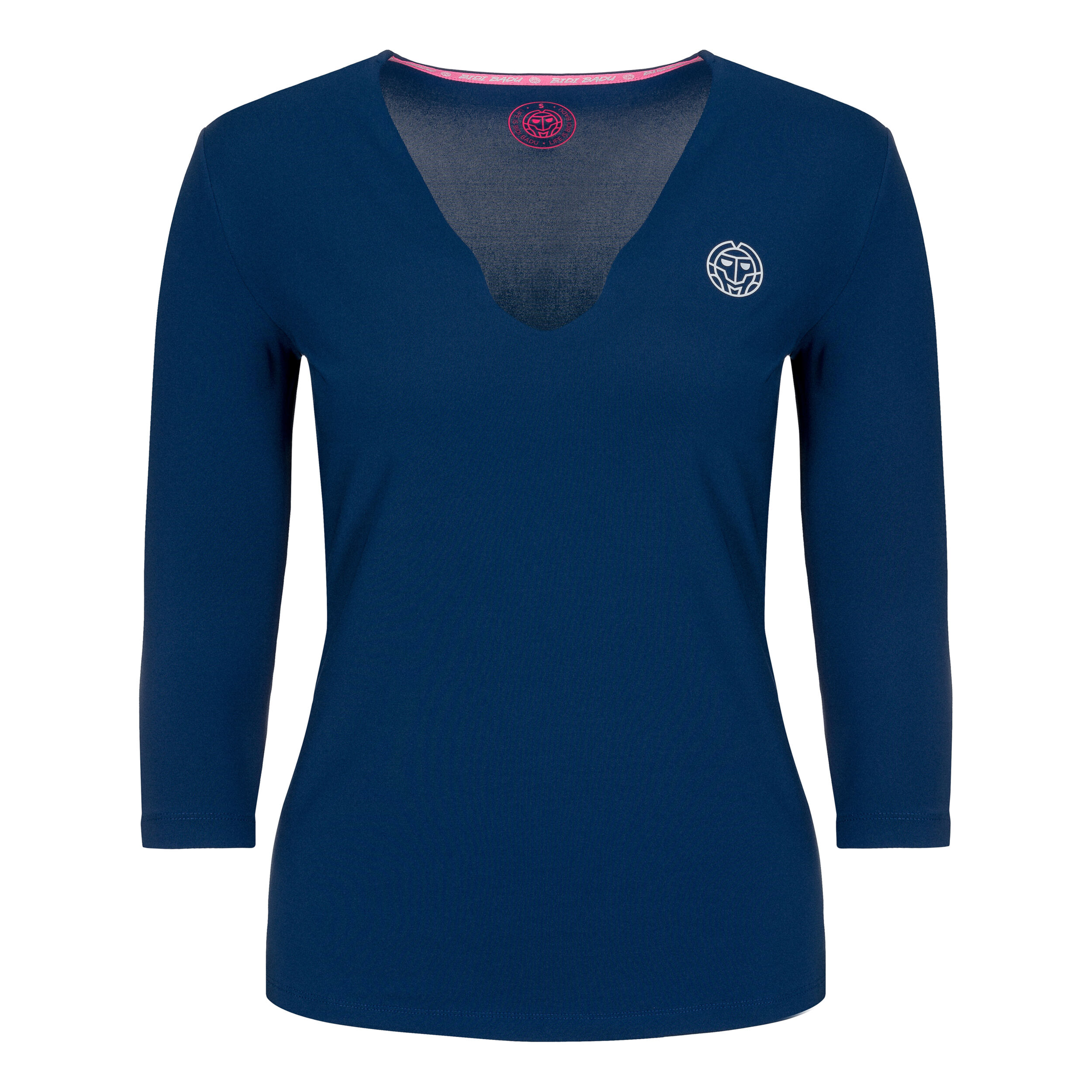 Ariana Tech V-Neck Longsleeve Damen - Dunkelblau, Weiß