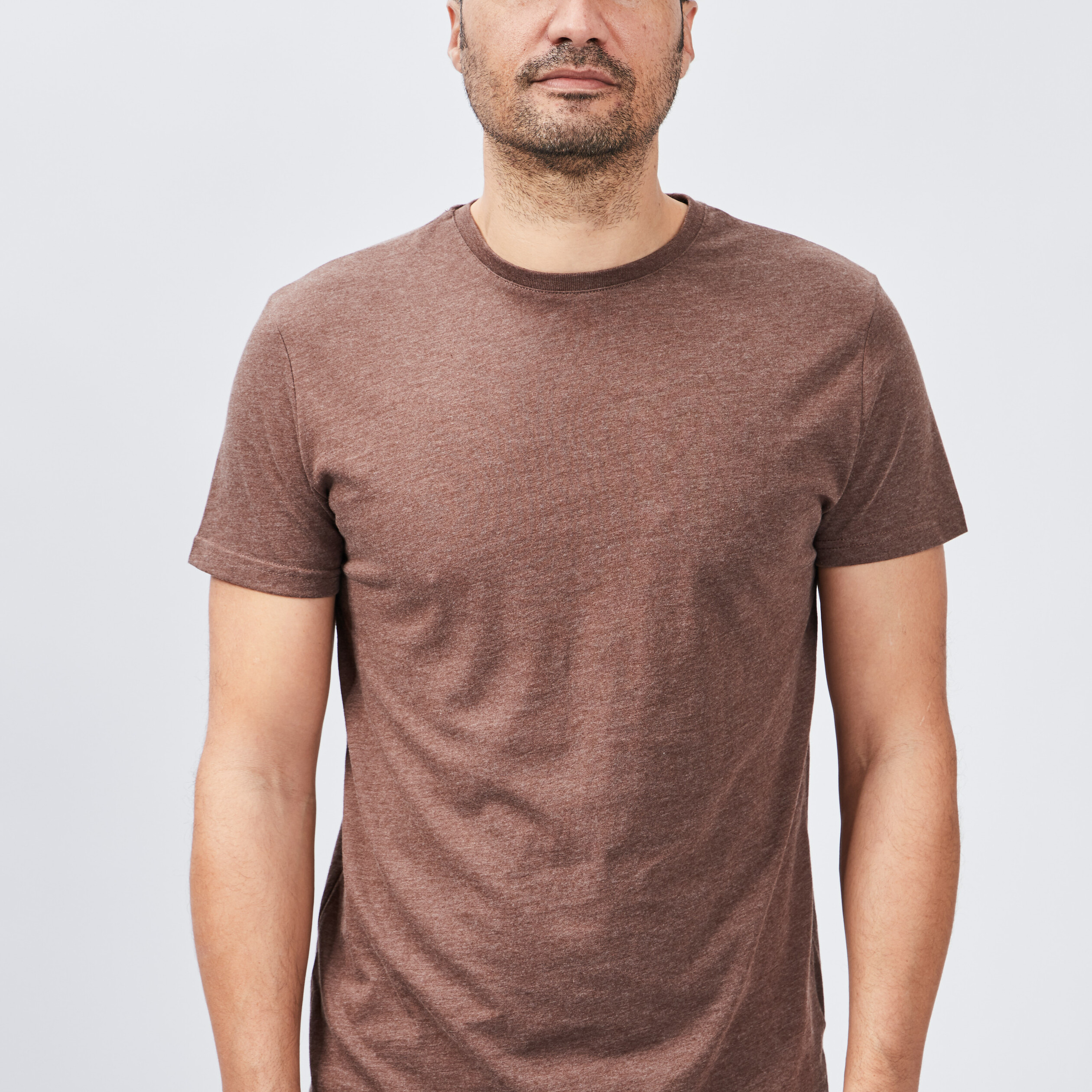 T-shirt droit manches courtes marron homme | La Halle