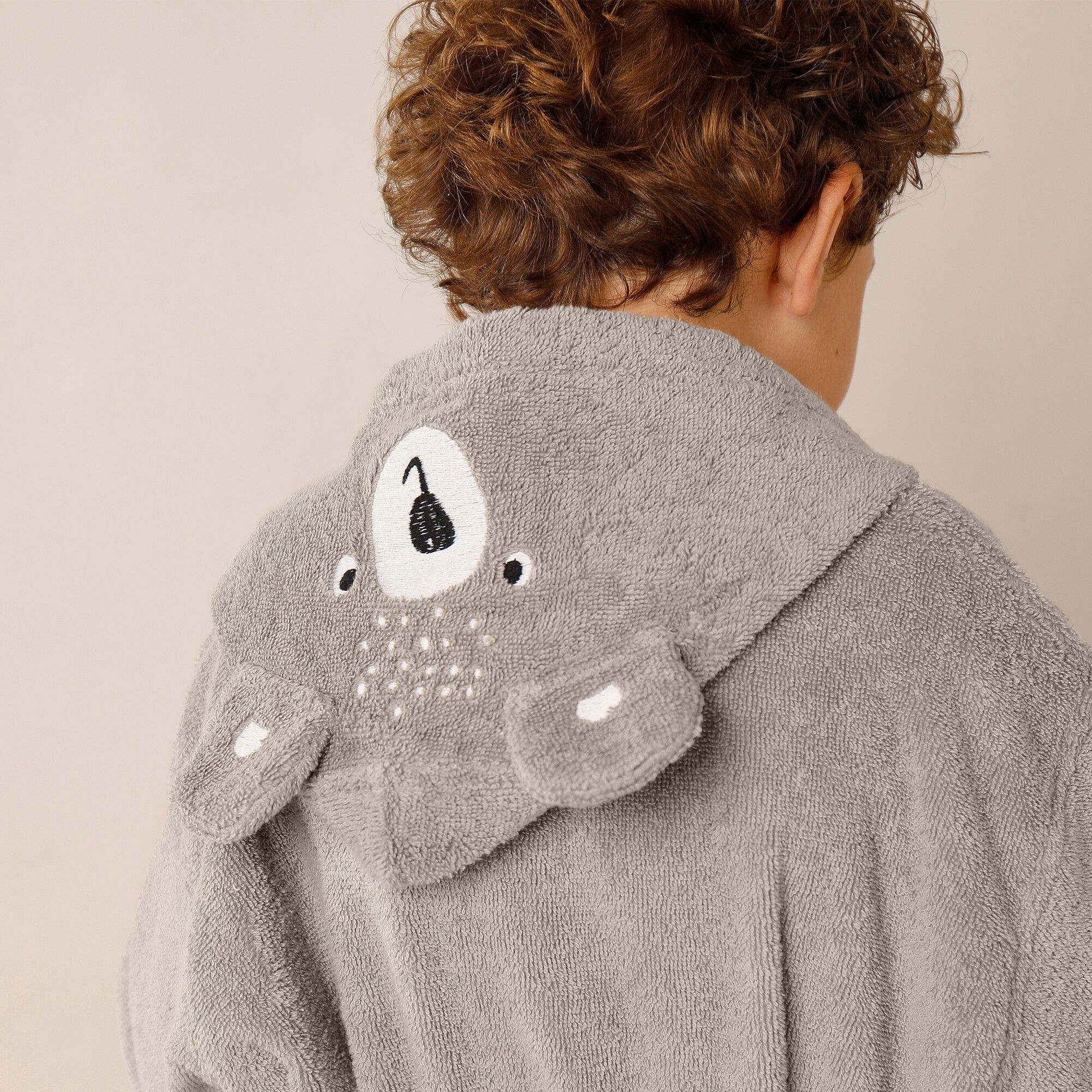 Peignoir de bain enfant ourson à capuche éponge coton