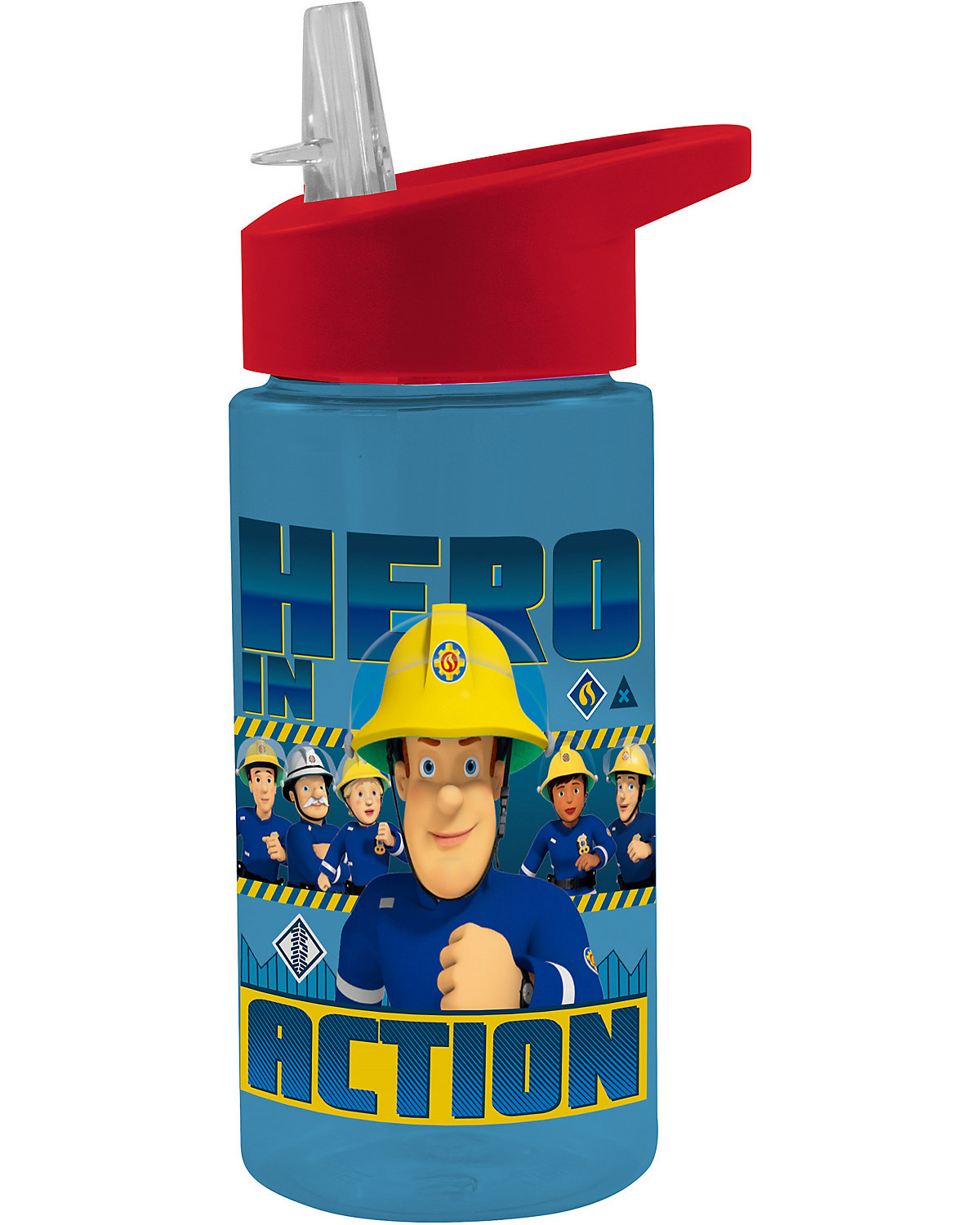 Tritan-Trinkflasche Feuerwehrmann Sam, 450 ml, inkl. Trinkhalm