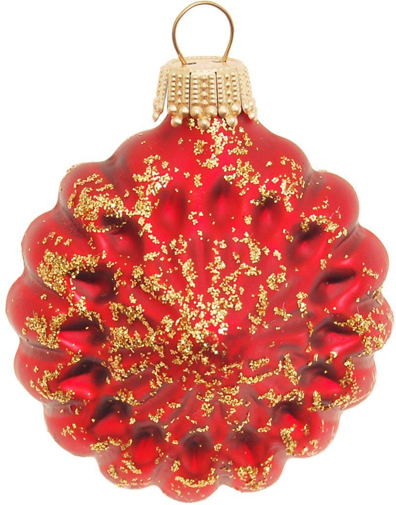 Krebs Glas Lauscha Christbaumschmuck Glaskugelformen, Breite ca. 5 cm (4-tlg), Weihnachtsdeko rot, Christbaumkugeln aus Glas, Weihnachtsbaumkugel