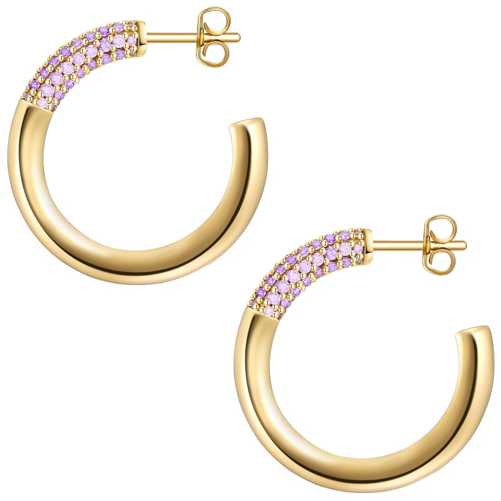 Glanzstücke München Créoles en argent Argent sterling Oxyde de zirconium (CZ) en Or jaune Boucles d'oreilles
