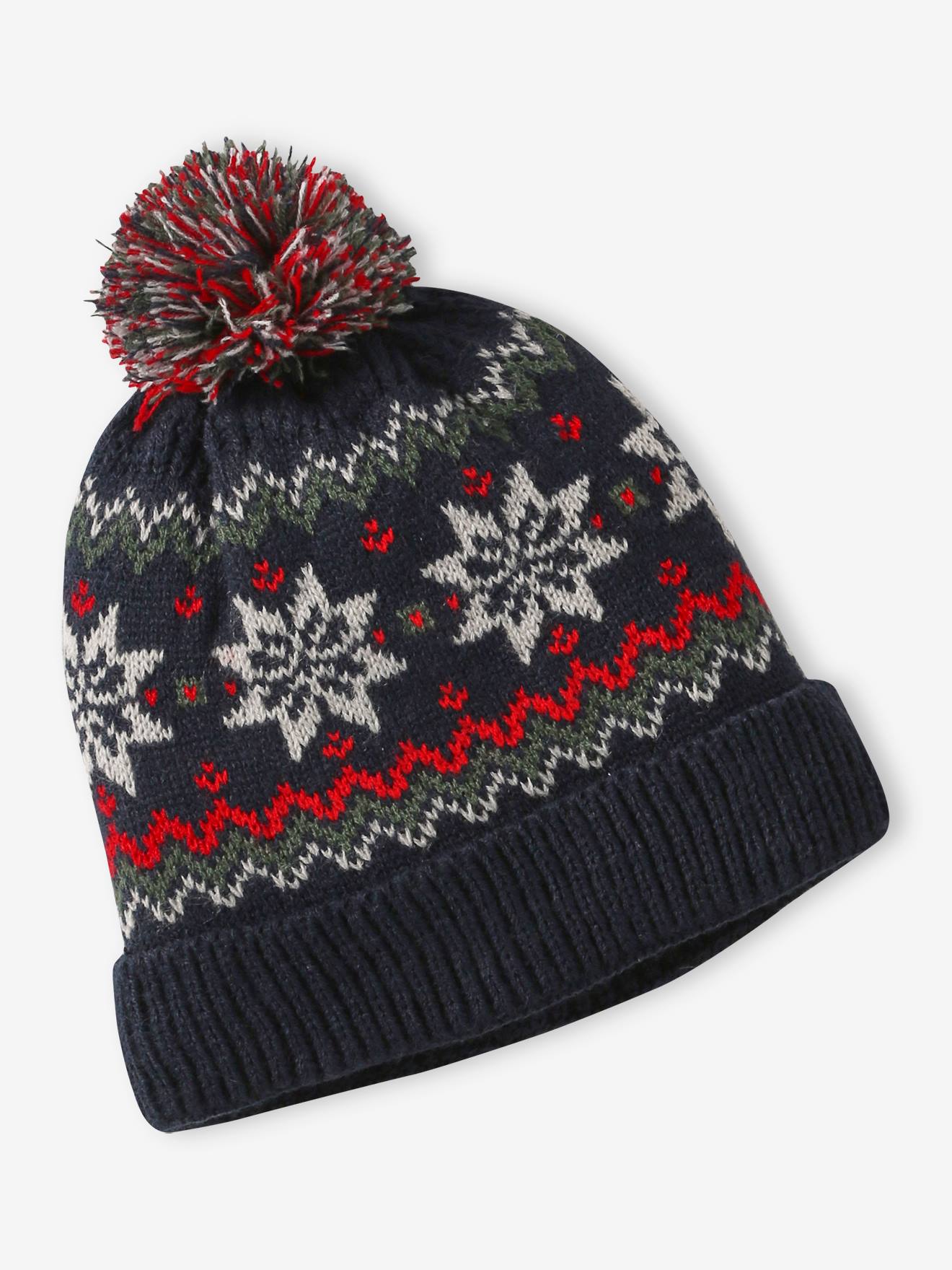Vertbaudet Jungen Weihnachts-Geschenkset: Mütze, Handschuhe & Rundschal - marine