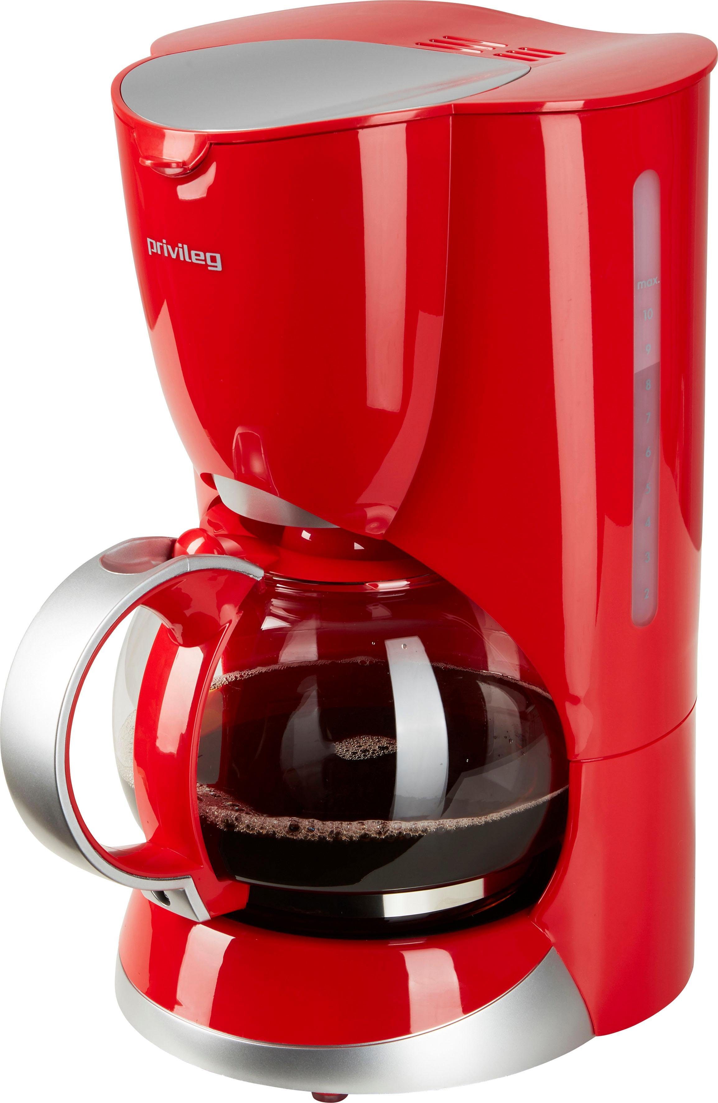 Privileg Filterkaffeemaschine 747528, 1,37l Kaffeekanne, Papierfilter 1x4, Max. 1080 Watt, rot