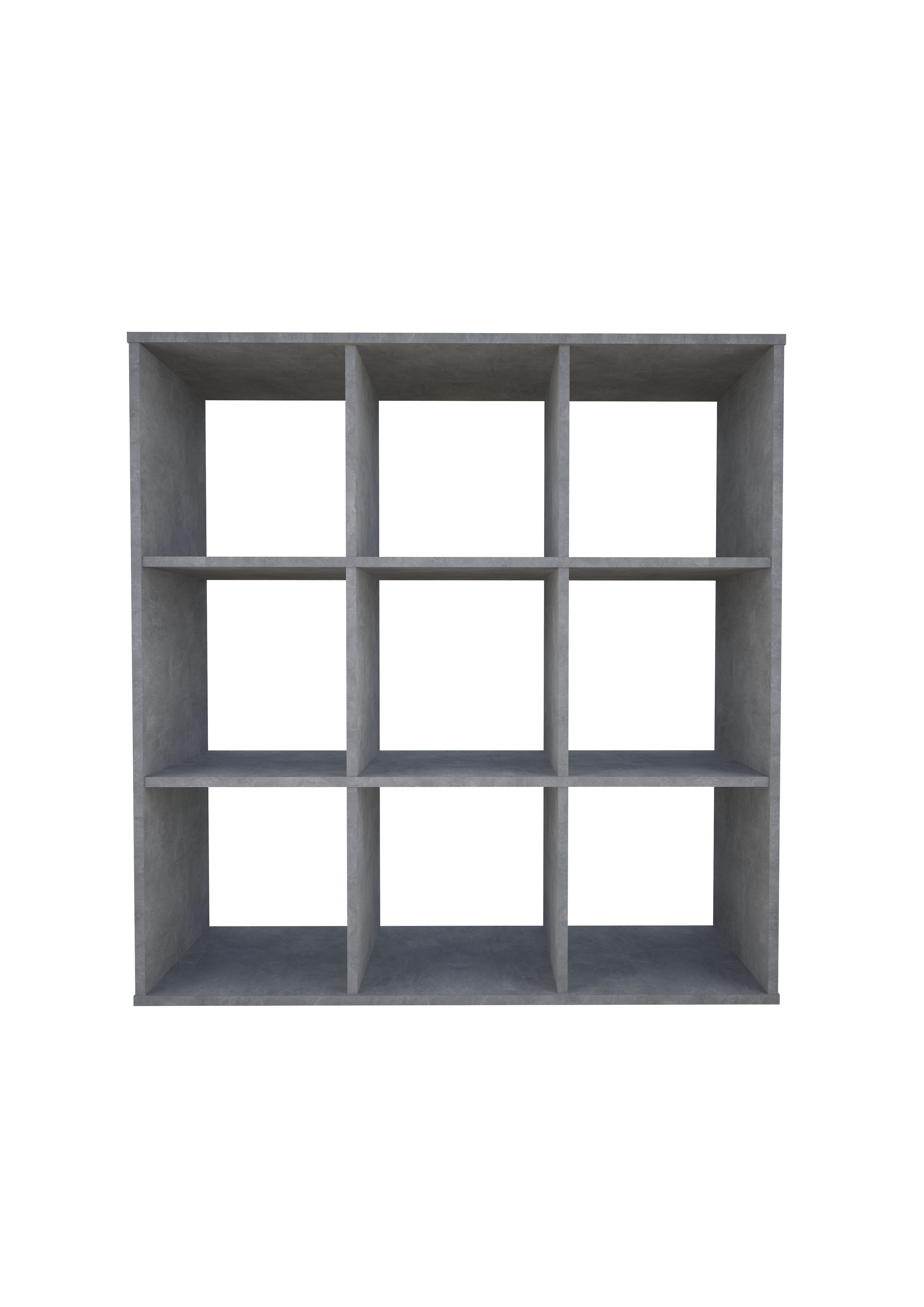 Polini Home Raumteilerregal Polini Home Raumteiler Bücherregal Raumtrenner Regal grau 9 Fächer