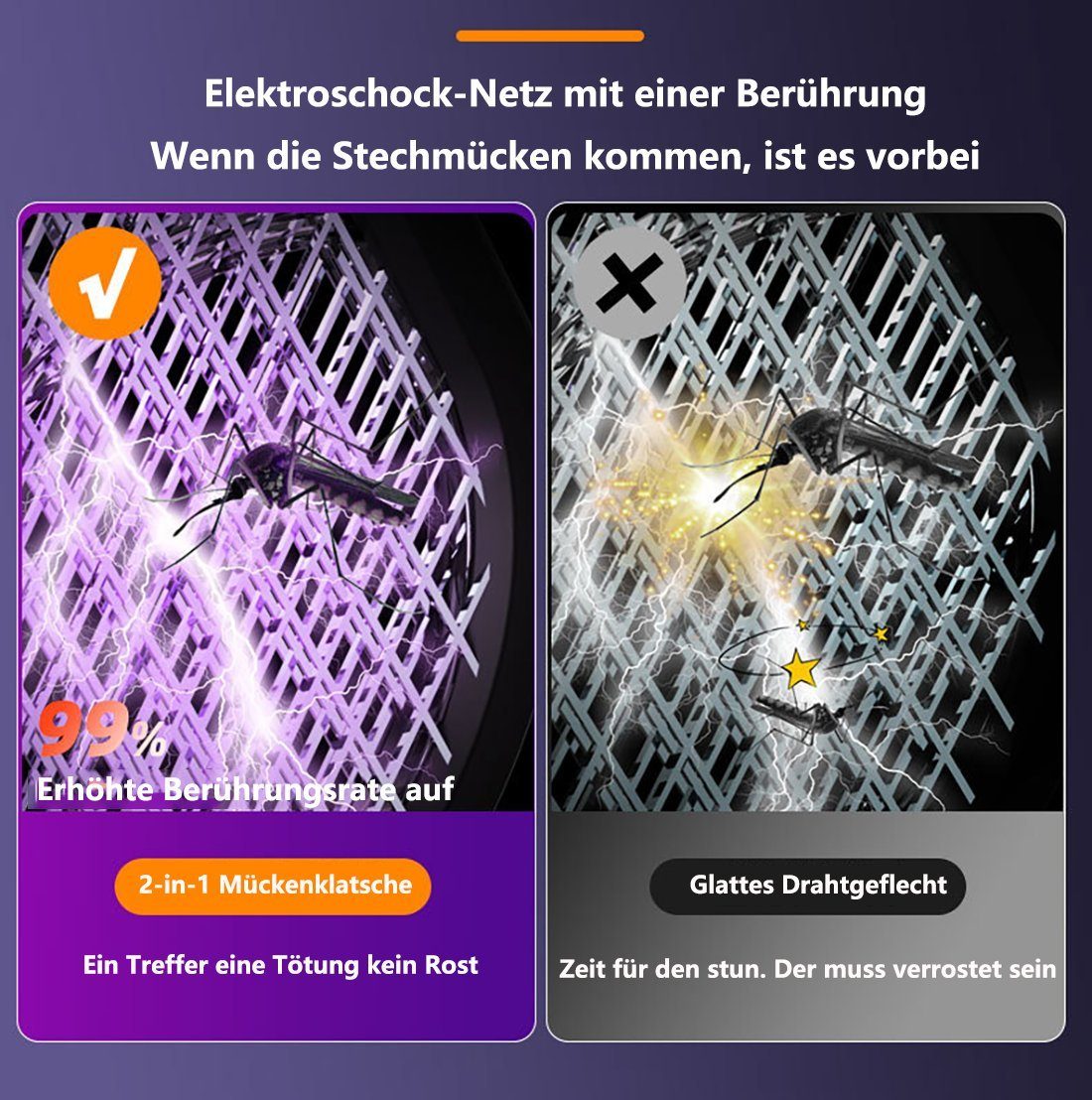 YOOdy~ Fliegenklatsche Elektrisch Mückenklatsche tragbar mückenfalle Moskito-Killer Camping