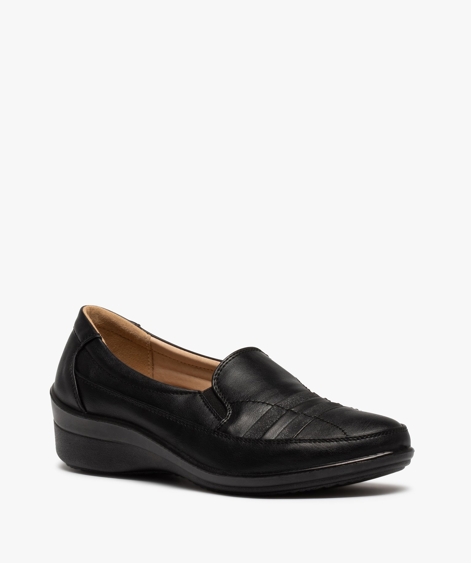 Mocassins confort femme unis avec détails brillants noir | GEMO