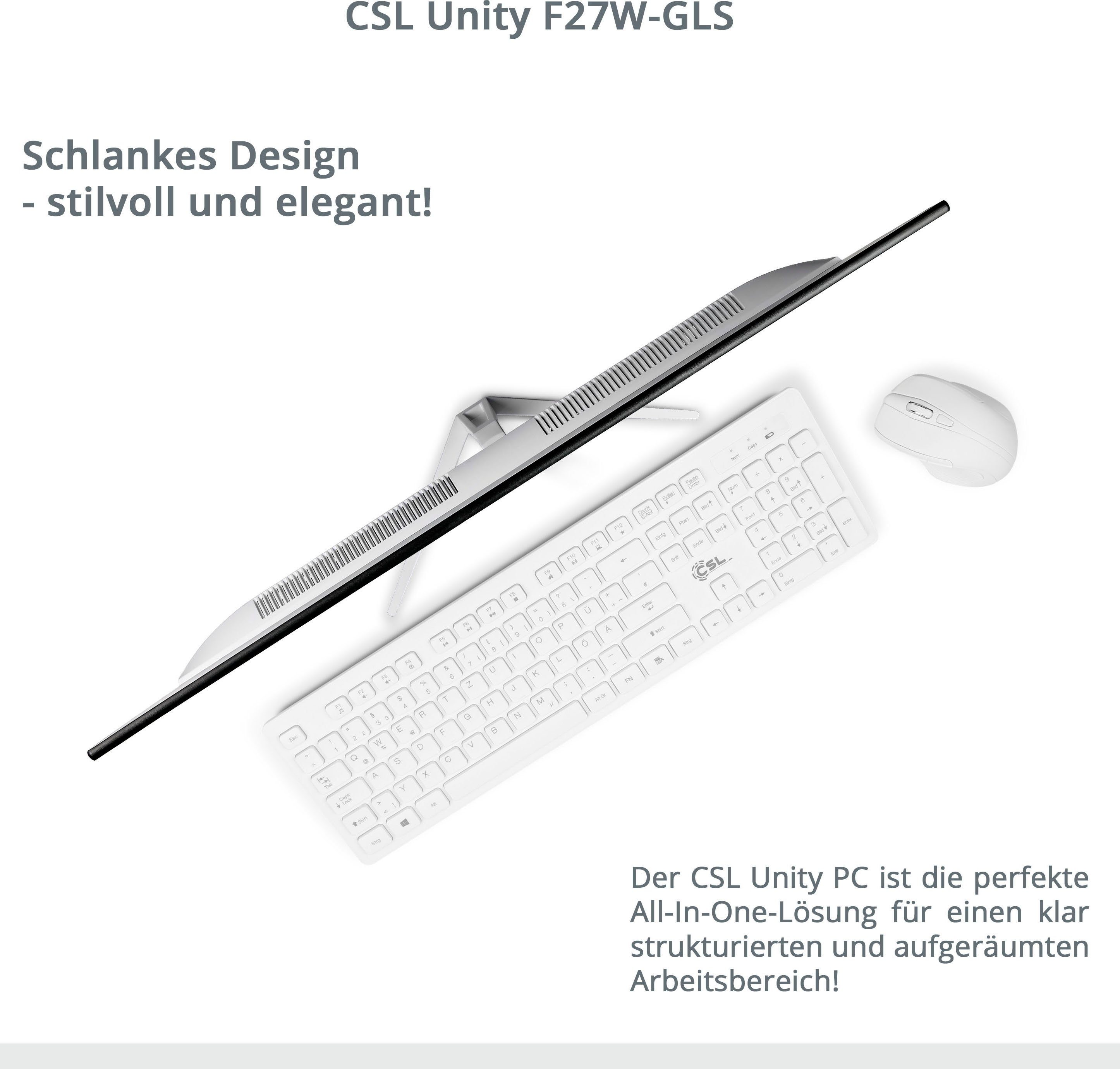 CSL Unity F27-GLS mit Windows 10 Pro All-in-One PC (27 Zoll, Intel® Celeron Celeron® N4120, UHD Graphics, 8 GB RAM, 512 GB SSD)
