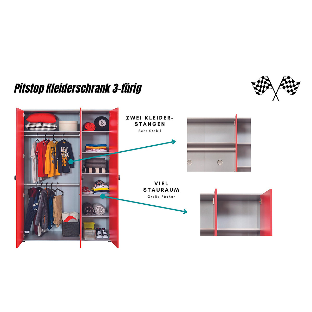 Kinderzimmer 2-teilig mit Autobett Single
