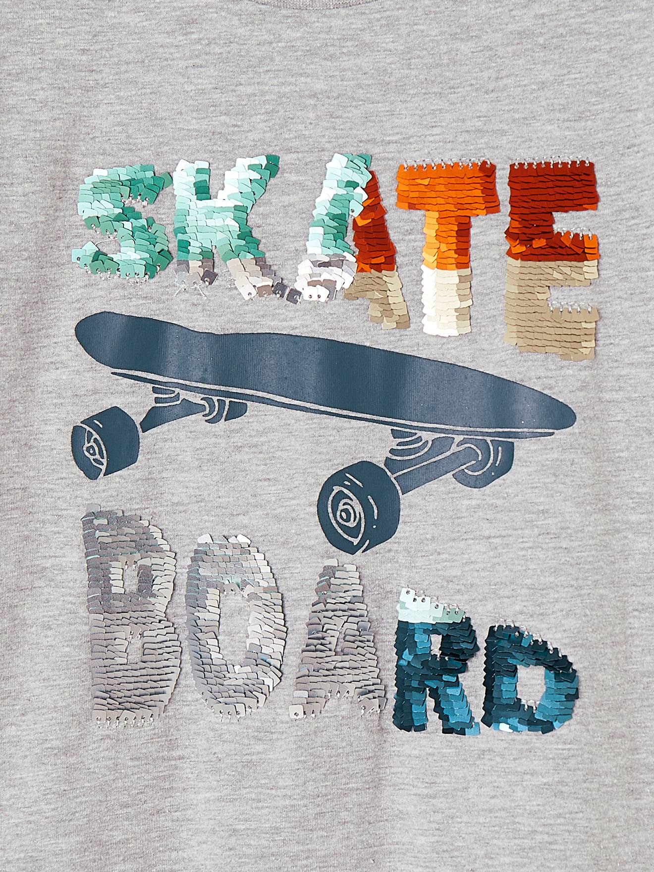 Vertbaudet Jungen T-Shirt mit Wendepailletten - grau meliert