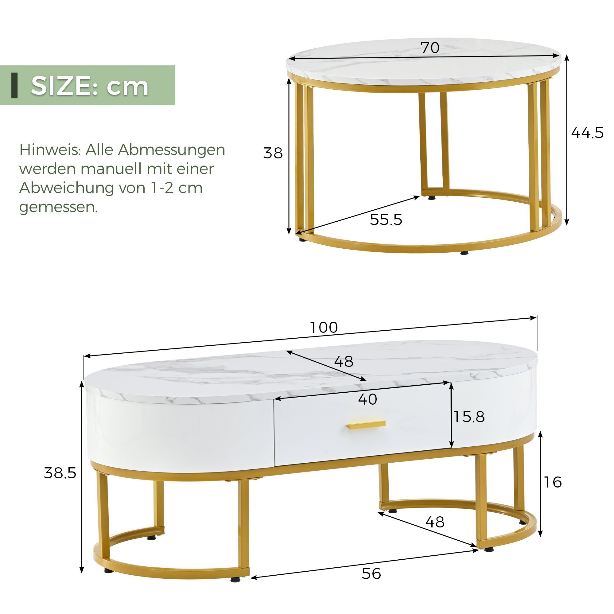 PFCTART Couchtisch Couchtisch 2 Stück Tischgestell Metallic Gold, Eleganter Couchtisch (2-St)