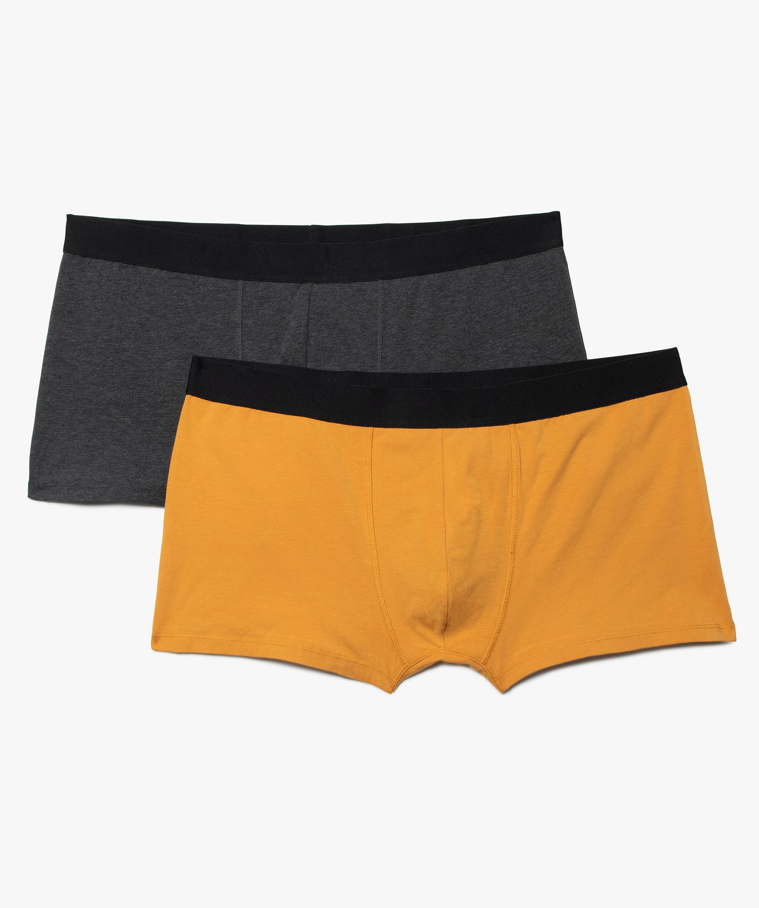 Boxer homme grande taille uni en coton biologique (lot de 2) jaune | GEMO