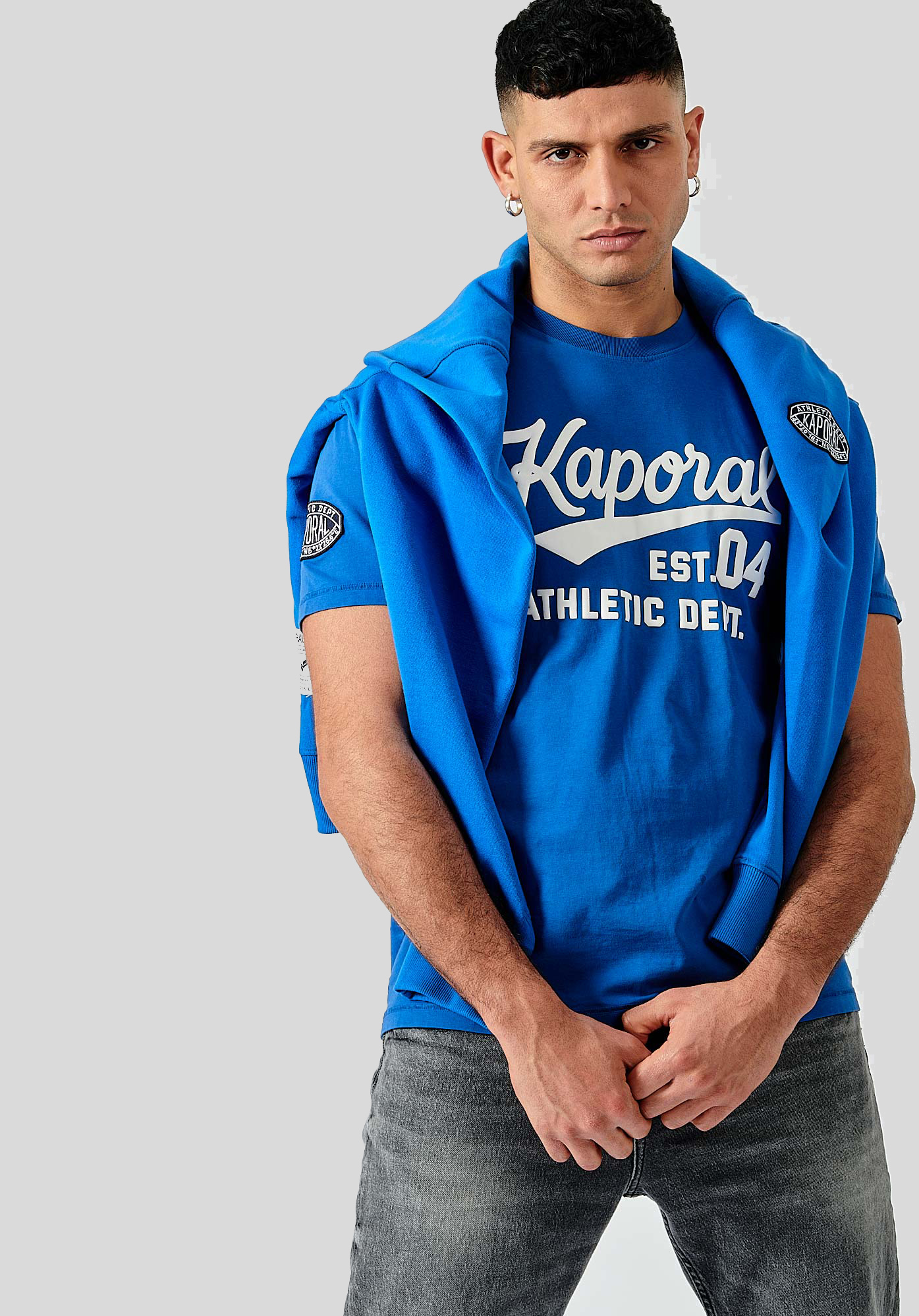 BAREL  T-shirt bleu homme 100% coton