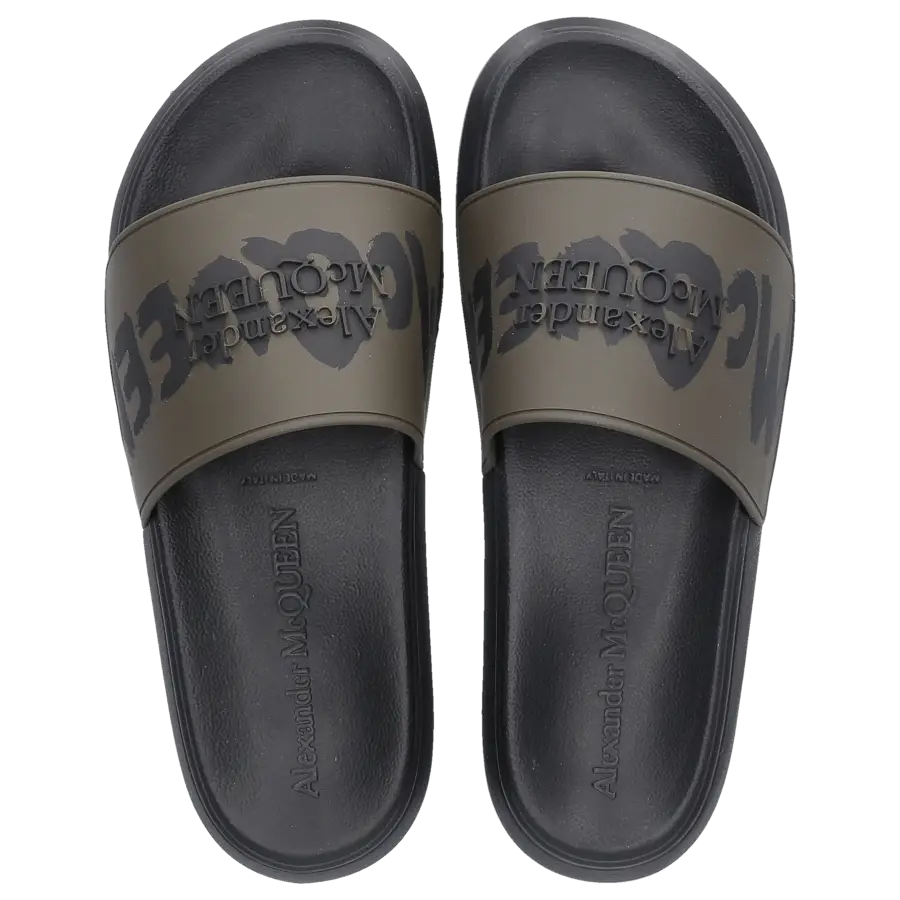 Alexander McQueen - Badeschuhe SLIDER GRAFF. Kautschuk - grün