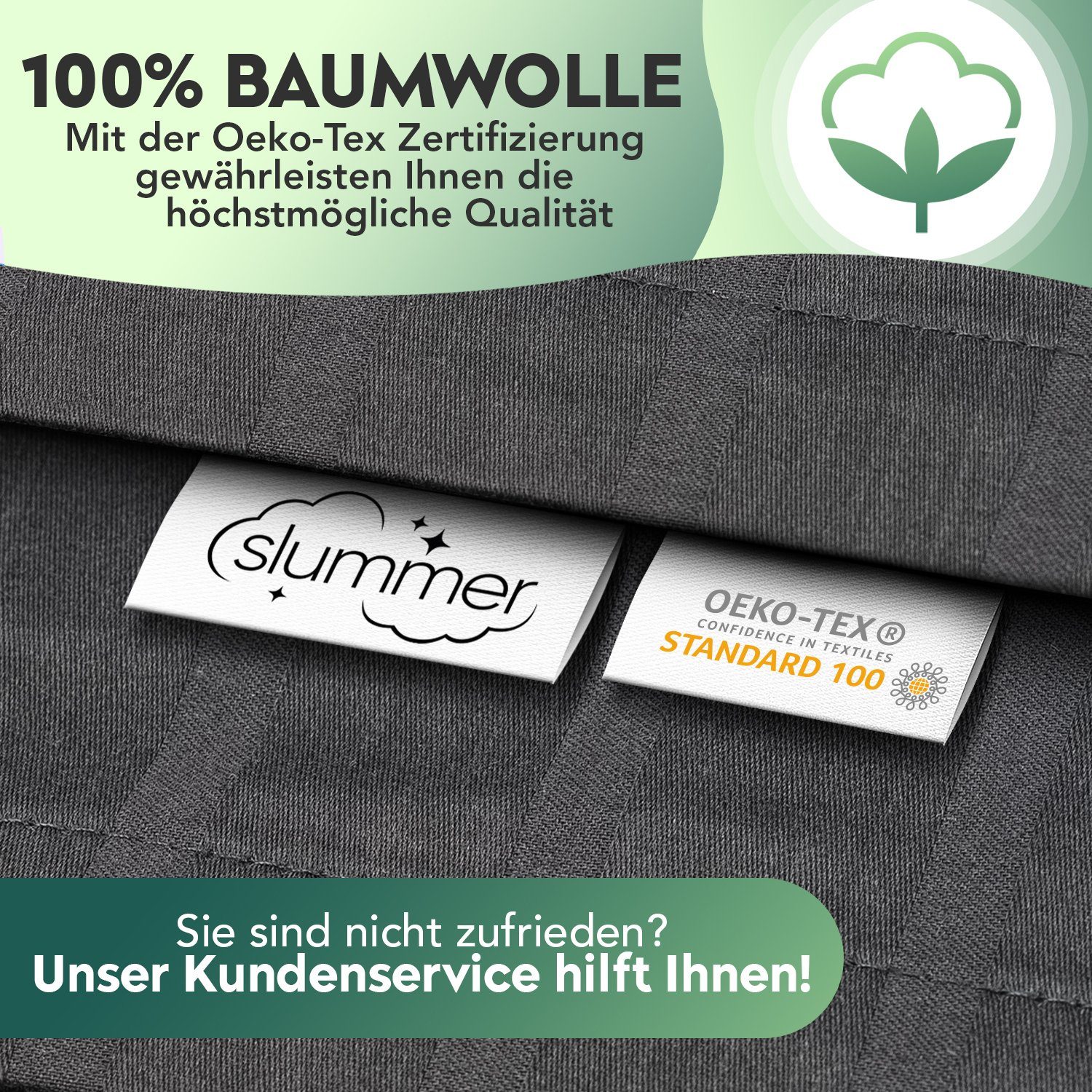 Bettwäsche Damast in Gr. 135x200 cm, 155x220cm, 200x200cm anthrazit, Slummer, Damast, 2 teilig, 100% Baumwolle, Kissenbezug 80x80cm, YKK- Reißverschluss