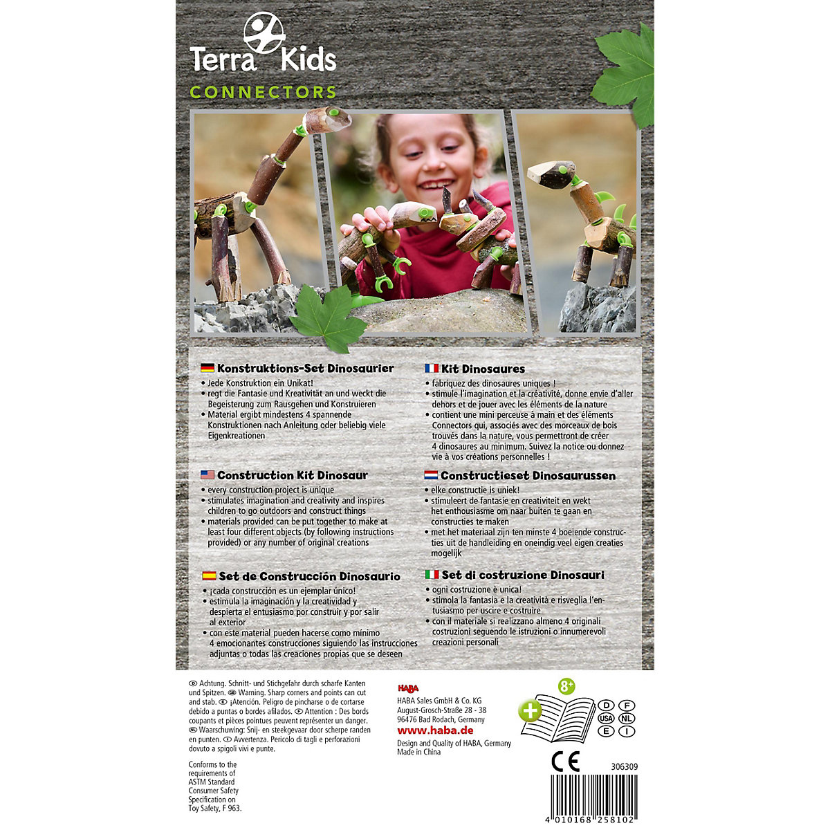 HABA 306309 Terra Kids Connectors Konstruktions-Set Dinosaurier