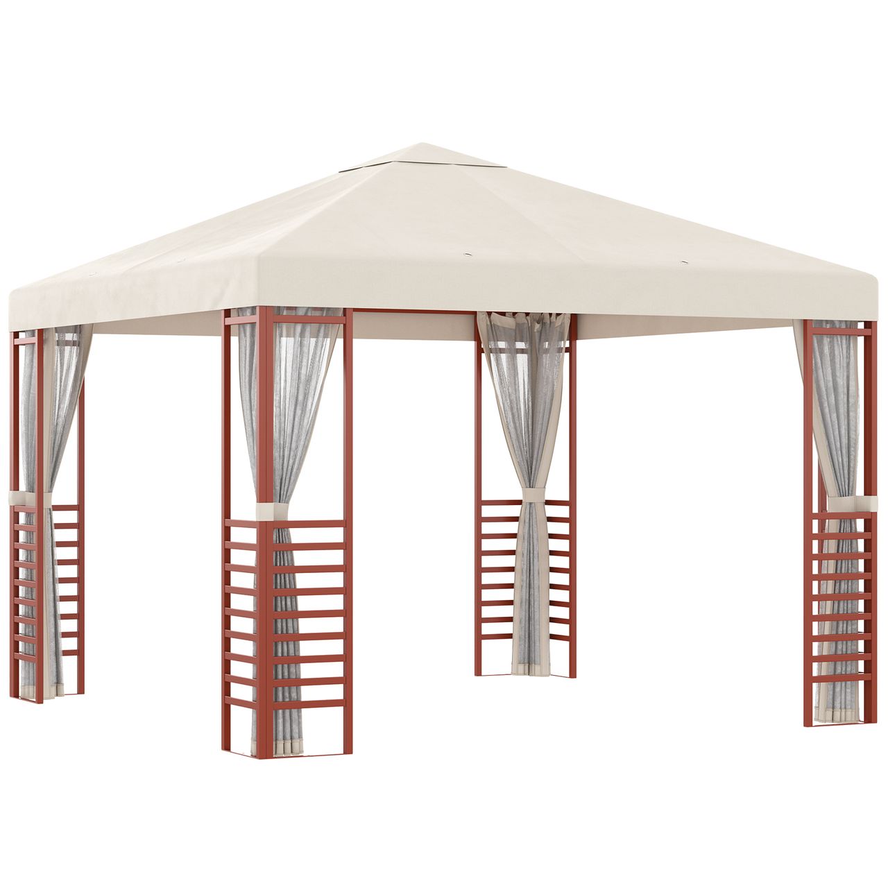 Outsunny Gartenpavillon Partyzelt, Gartenzelt mit Fliegennetzen