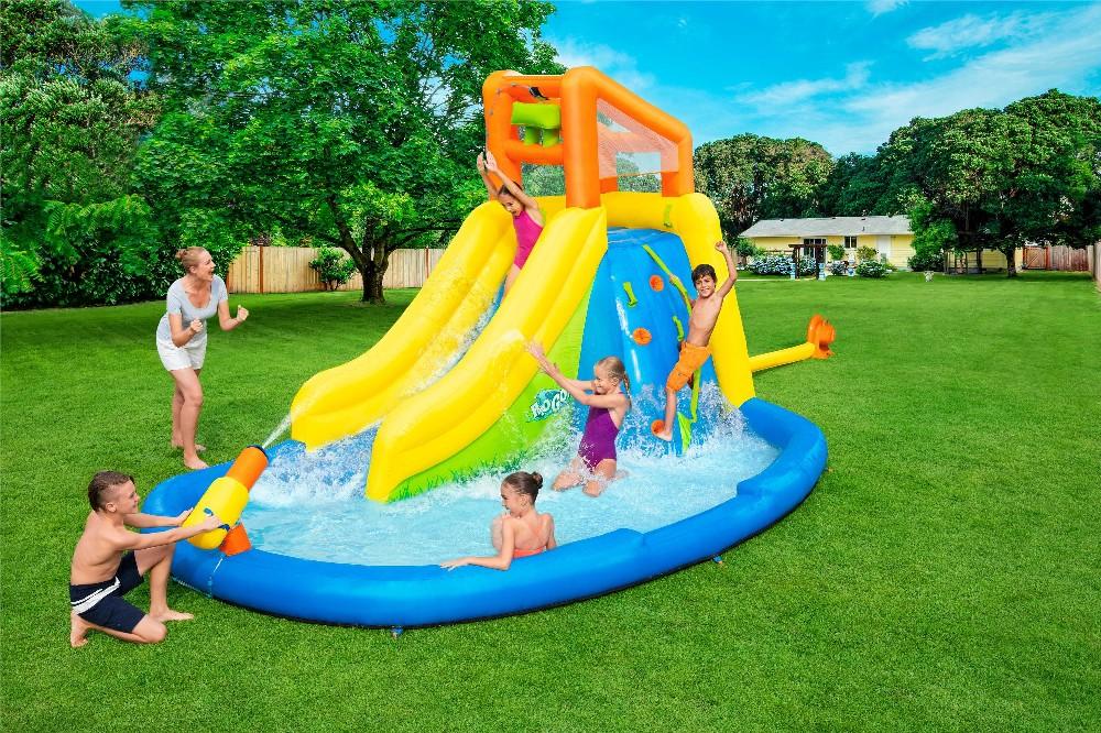 Bestway H2OGO!™ Wasserpark mit Dauergebläse „Mount Splashmore“ 5-10 Jahre 435 x 286 x 267 cm
