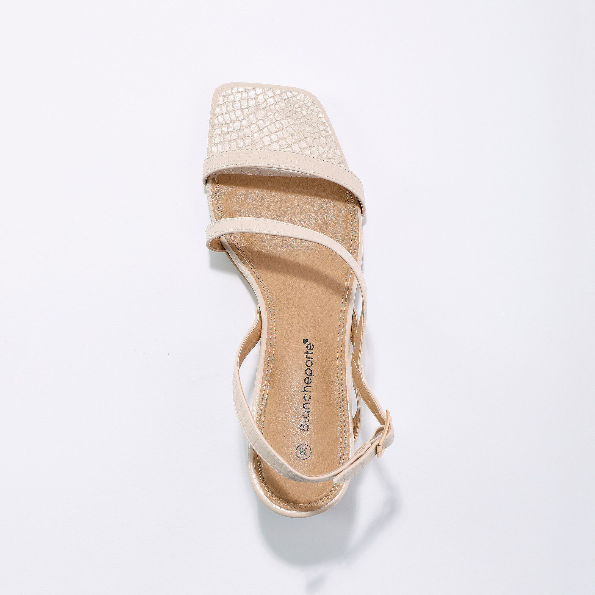 Sandales à fines brides effet croco et talon carré