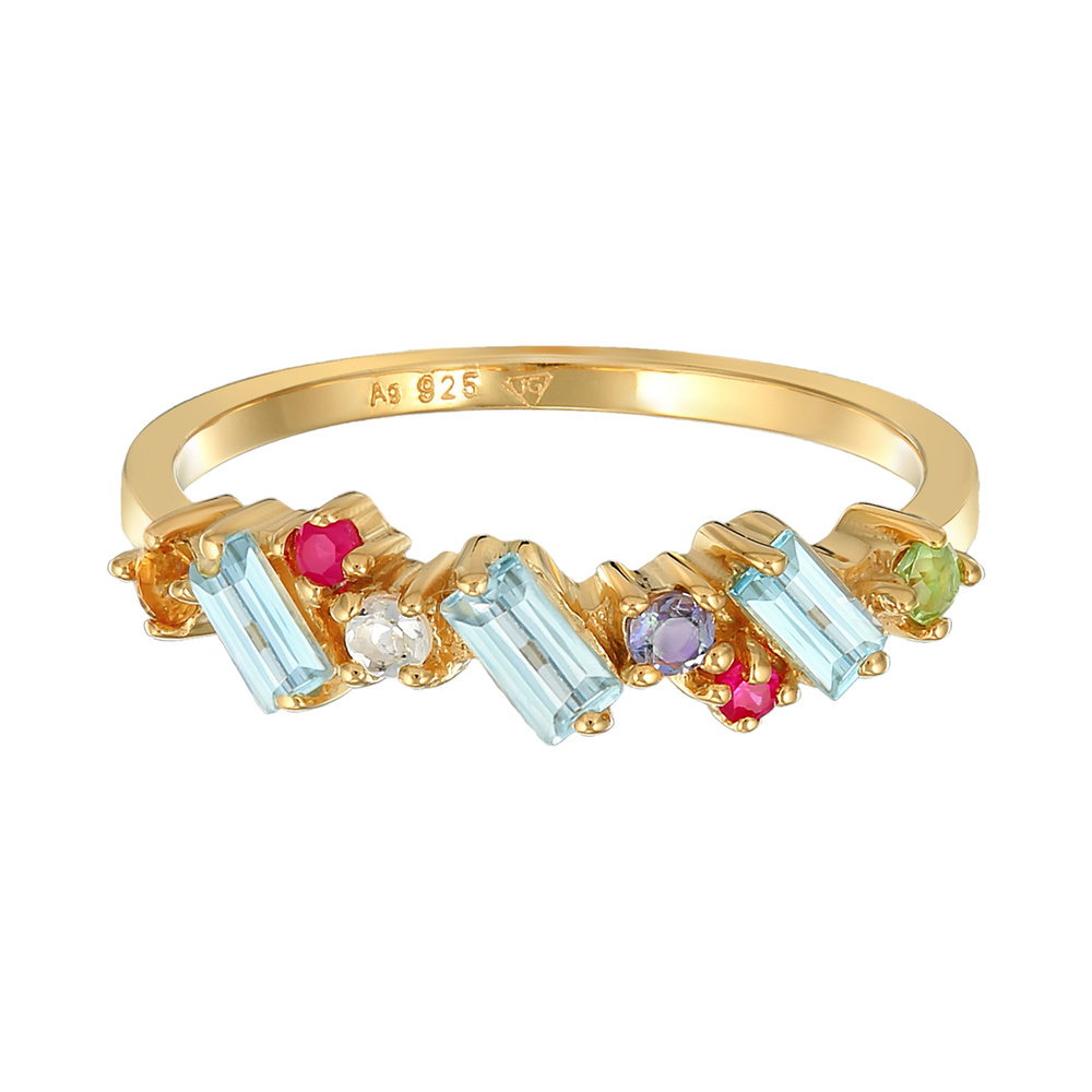 Elli PREMIUM Elli PREMIUM Bague Femmes Multicolor Glamoureux avec péridot, topaze et pierre de Bague