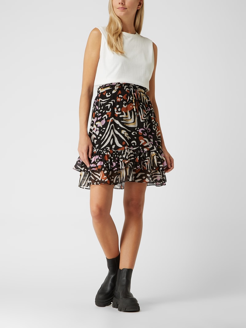 Minirock mit Saum im Stufen-Look in schwarz