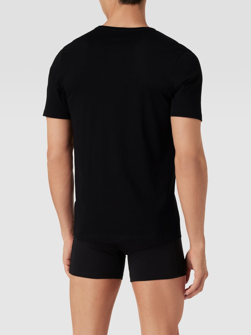 T-Shirt mit Label-Stitching im 3er-Pack Modell 'Classic' in schwarz