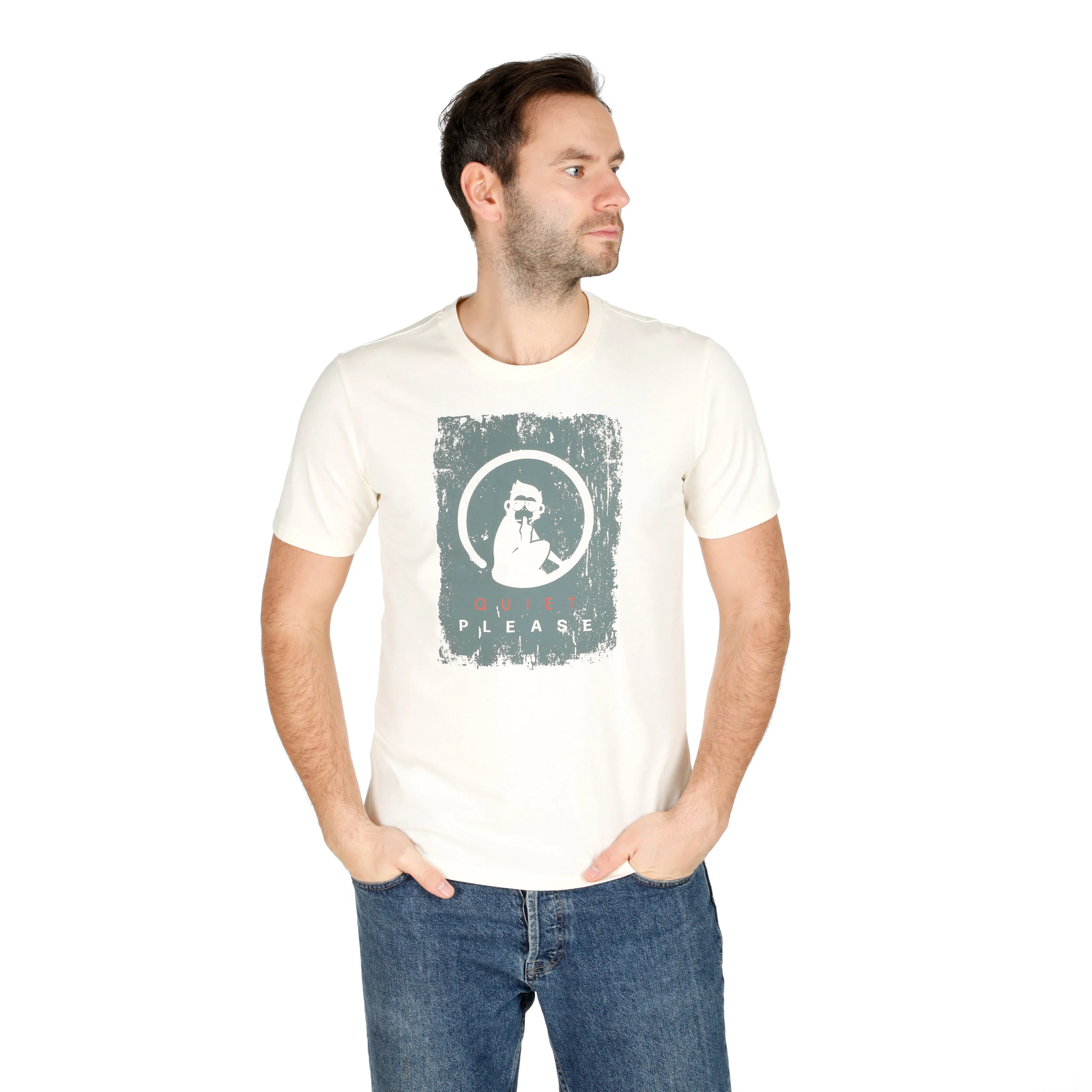 Crossroad Scraped T-Shirt Herren - Weiß, Salbei