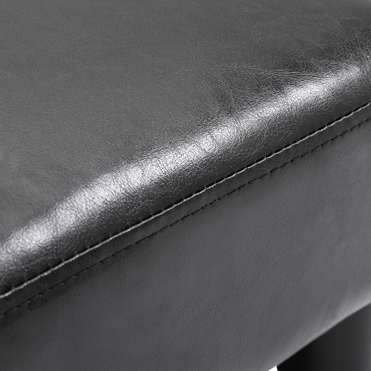 HOMCOM Fußhocker Beinstütze Sitzhocker Eingangbank Rückenfreier Hocker Bank Sitzbank Chesterfield aus Kunstleder Schwarz 40 x 30 x 24 cm