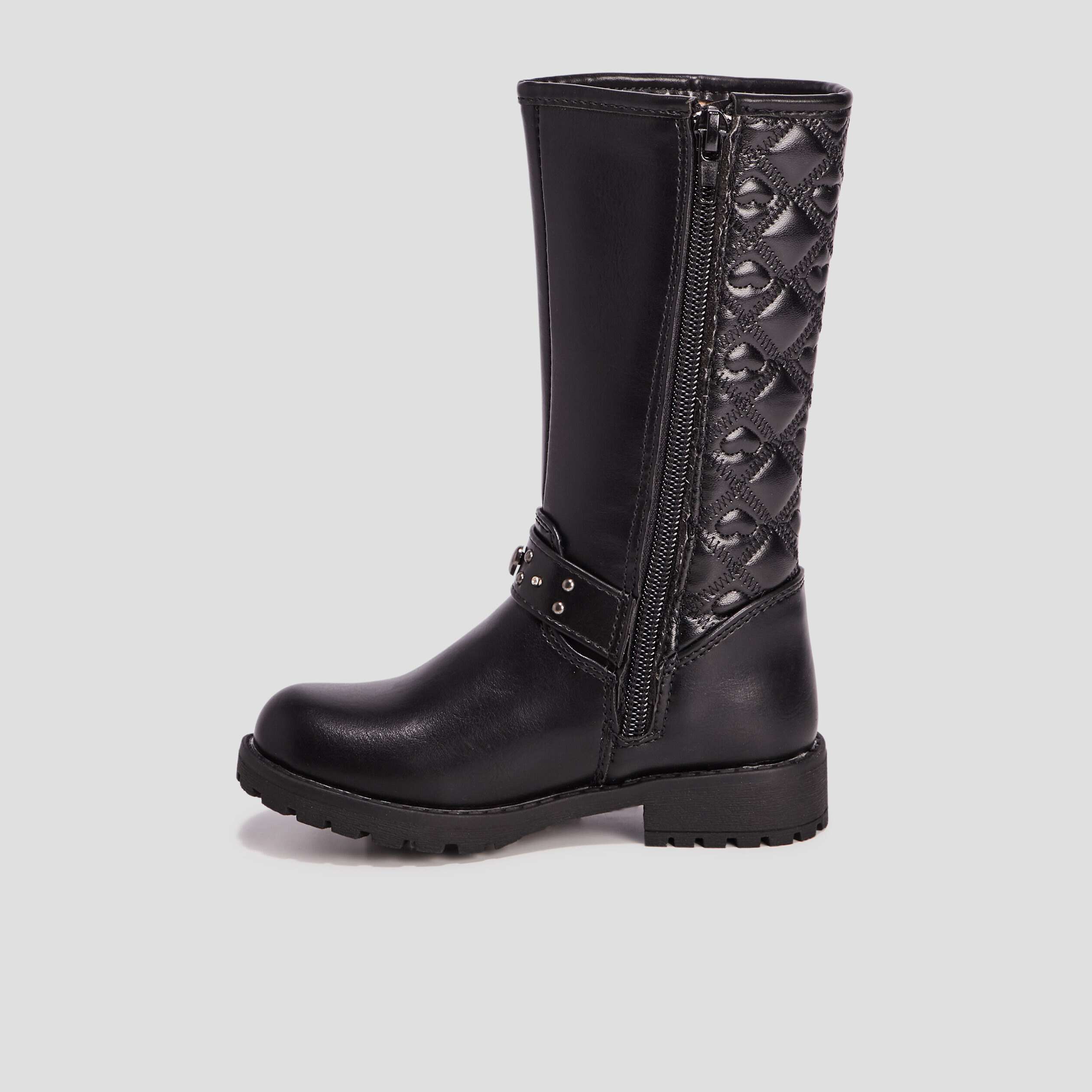 Bottes zippées matelassées noir fille | La Halle