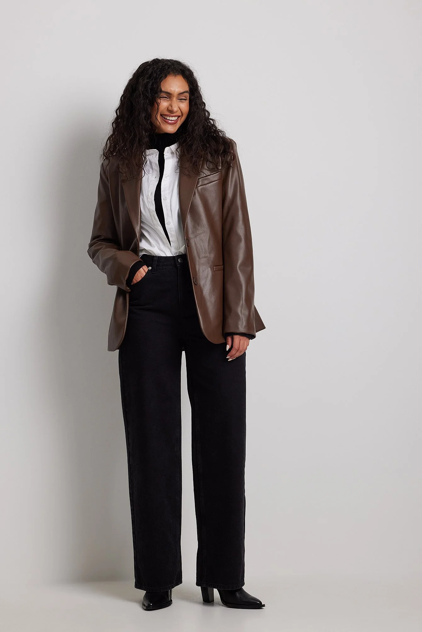 Übergroßer PU-Blazer