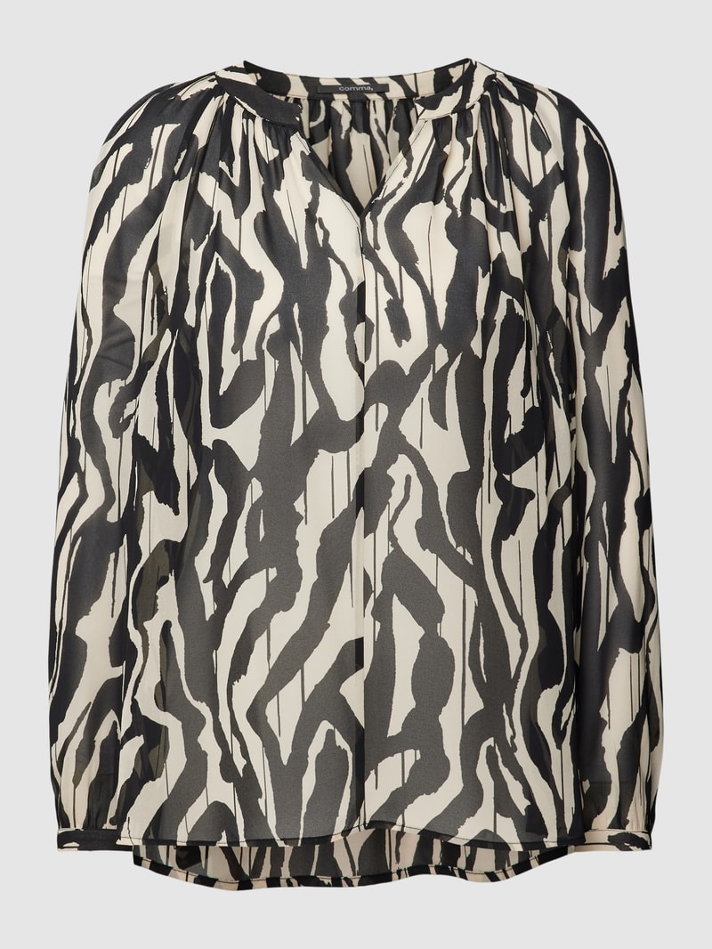 Bluse mit Tunikakragen in schwarz