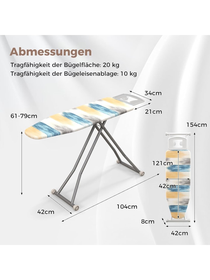 COSTWAY Bügelbrett klappbar mit Eisenablage in Gelb günstig kaufen onesize